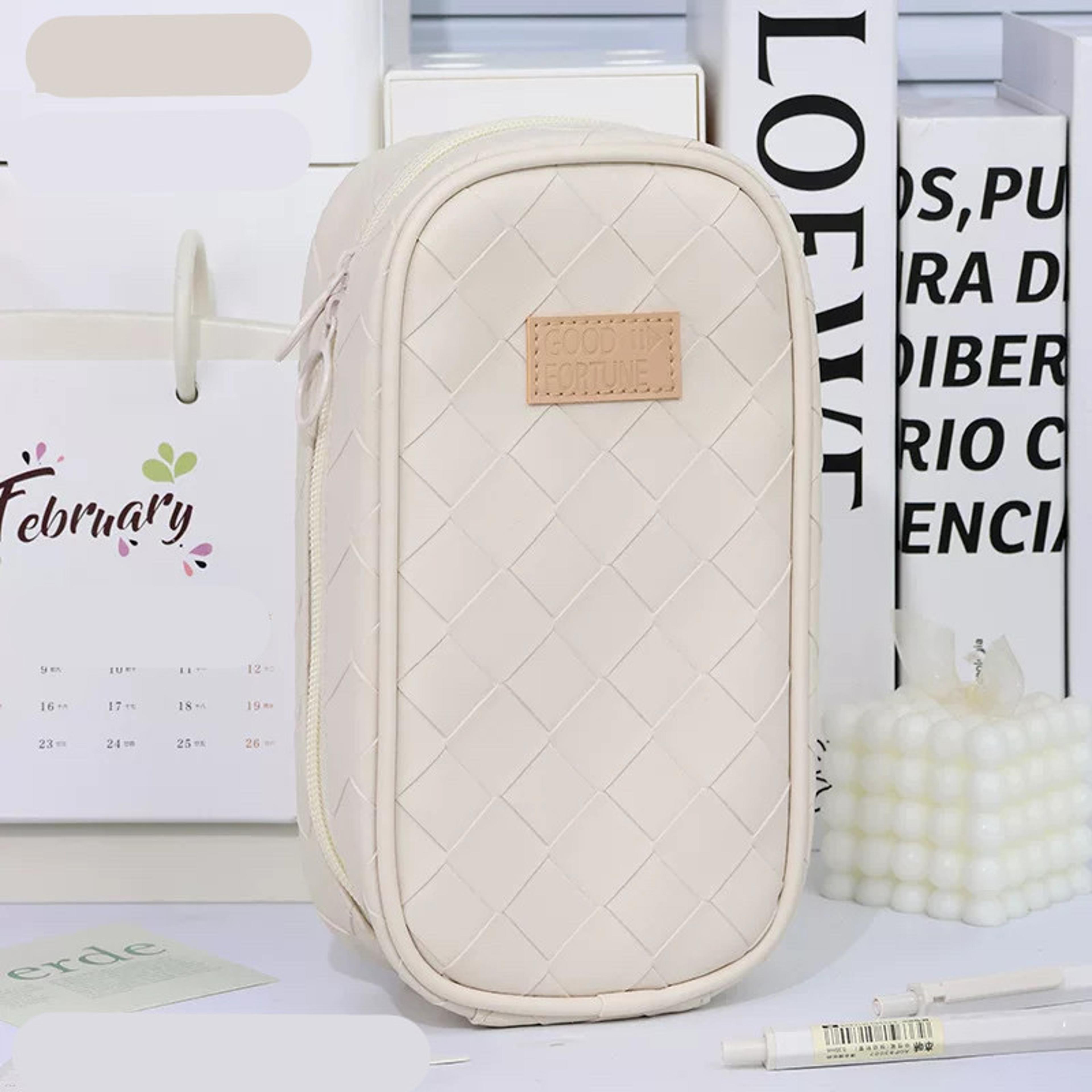 Large Capacity PU Leather Pencil Bag Organizer For Students And Office Supplies 9