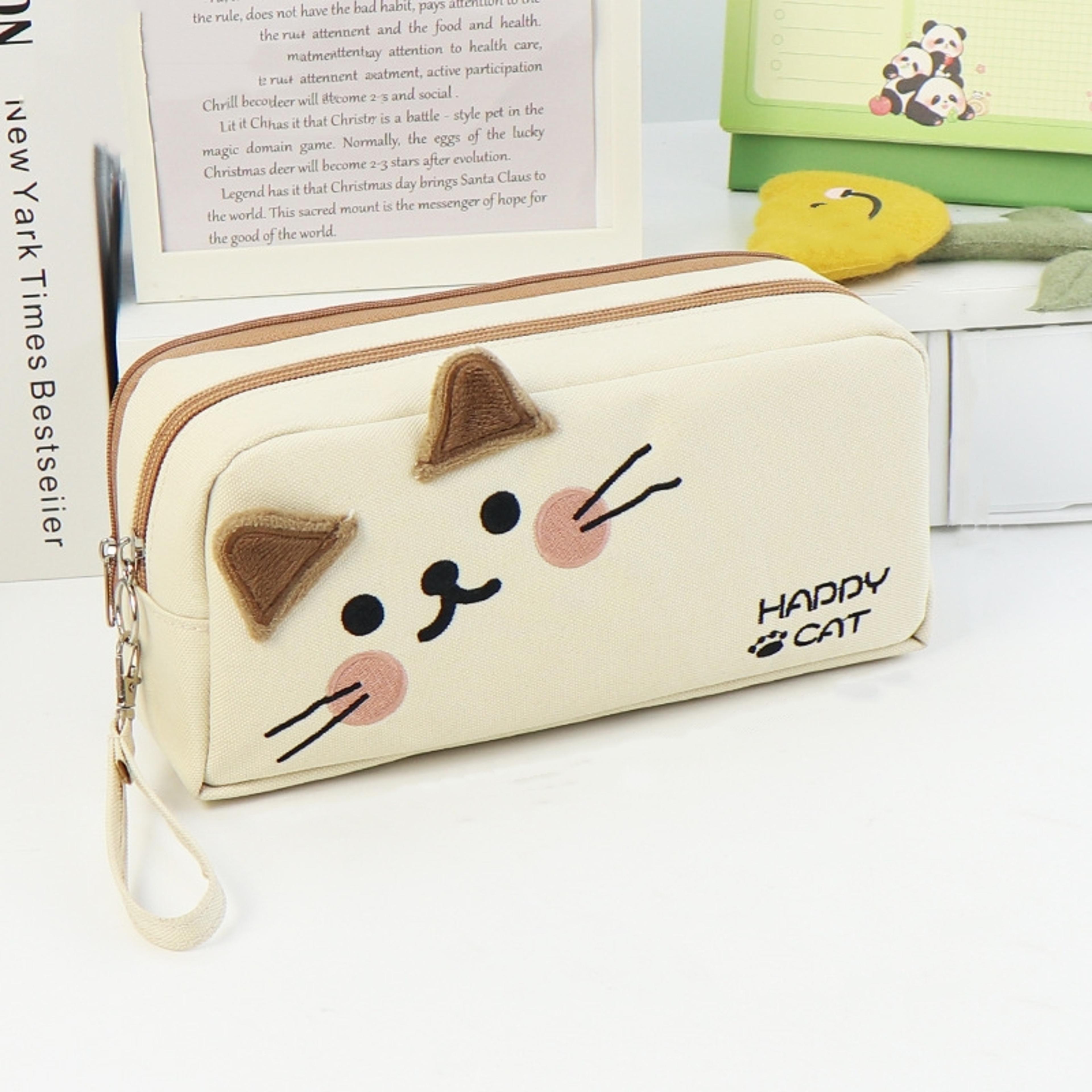 Cute Cat Pencil Bag Large Capacity Stationery Organizer For School Office 6