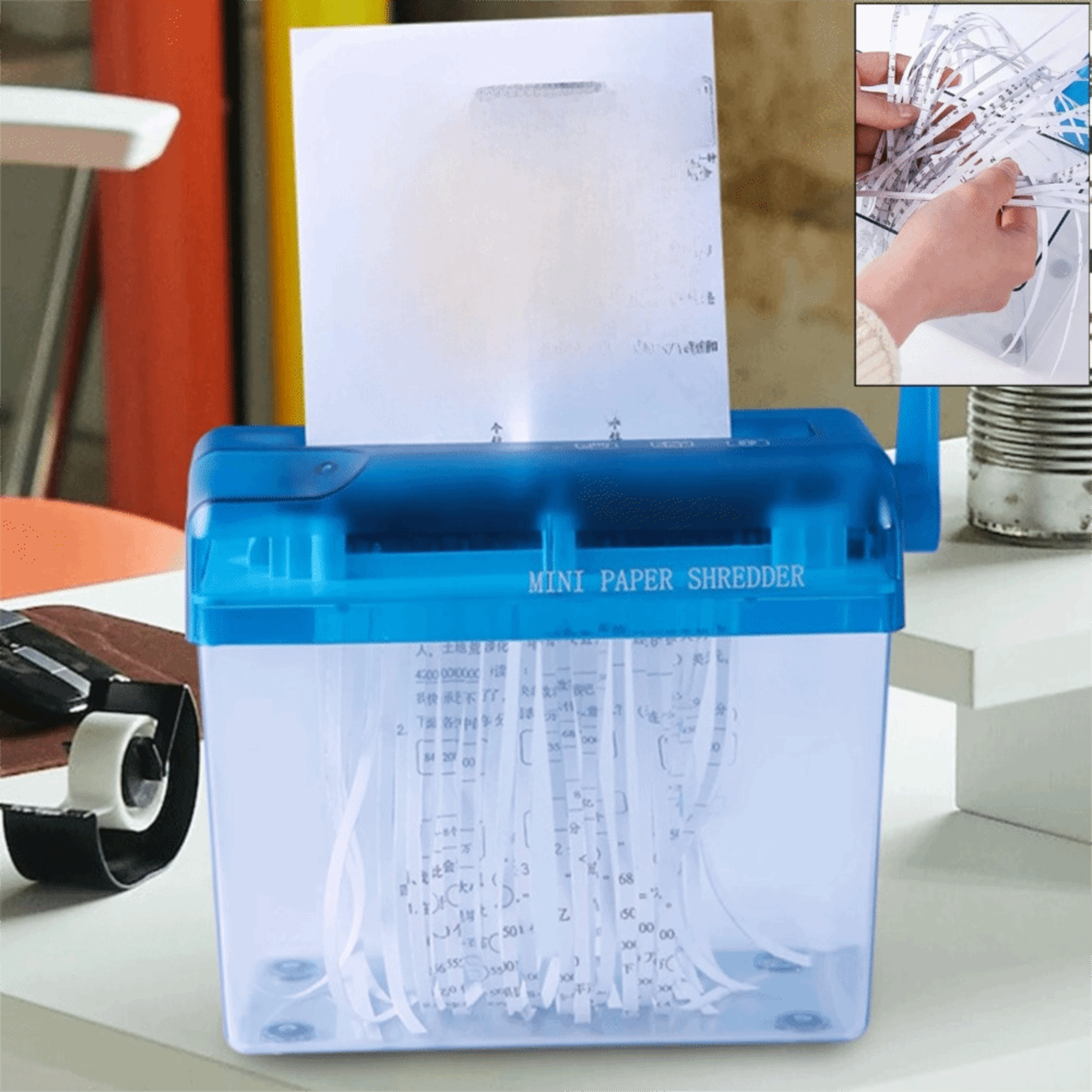 Mini Manual Paper Shredder Compact Hand Crank Document Destroyer For Home Office 1