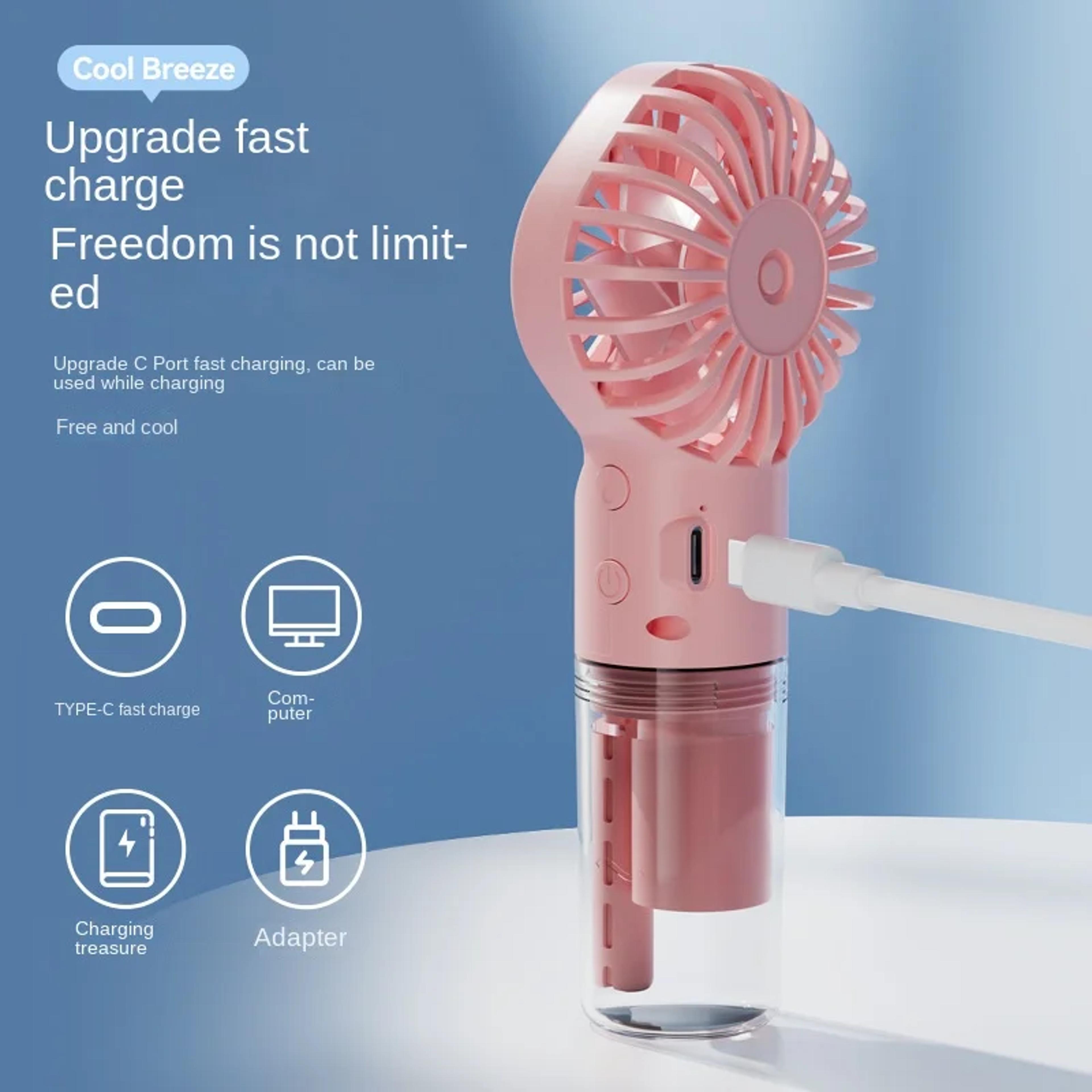 Portable Misting Handheld Fan USB Rechargeable Mini Cooling Fan With Speed Settings 3