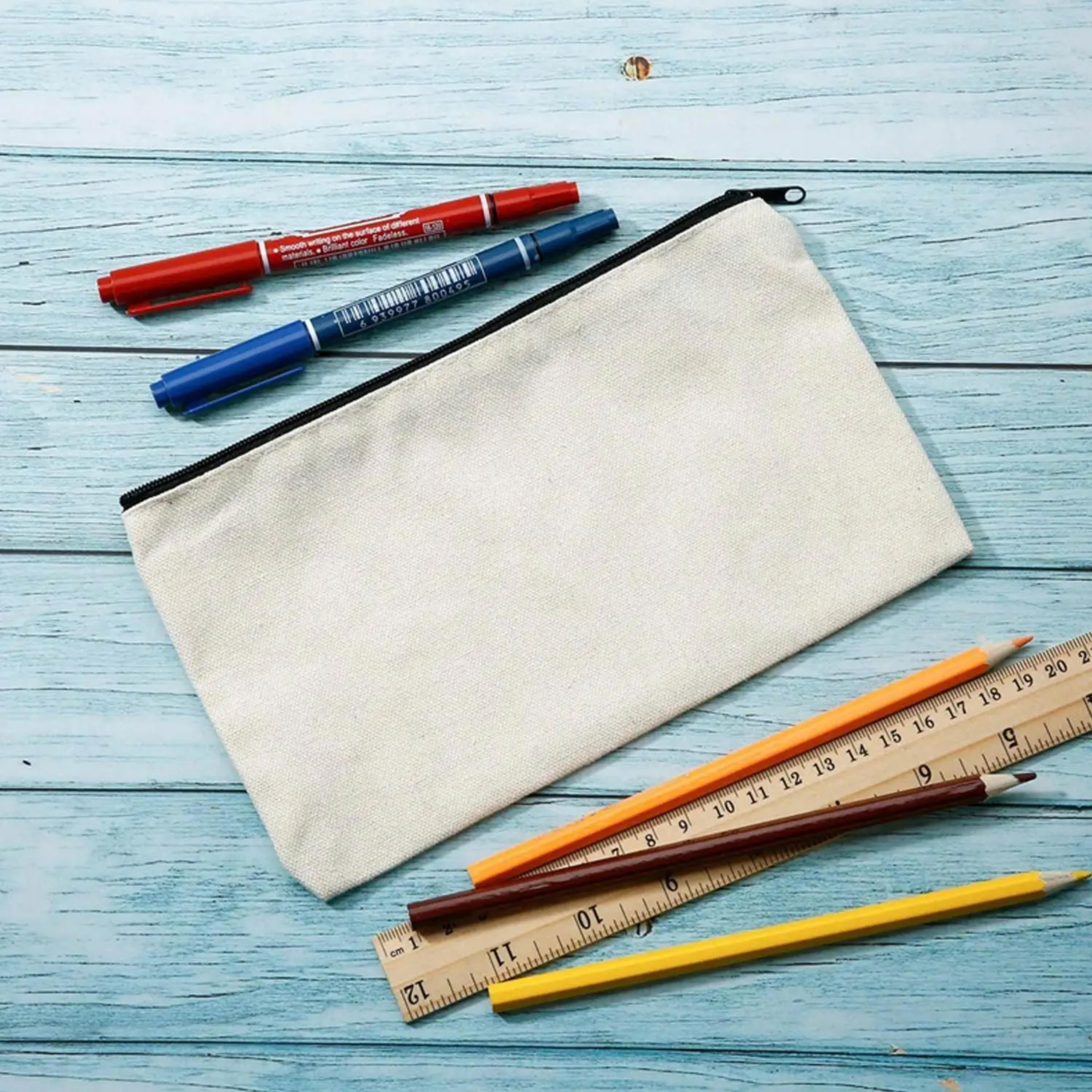 Blank Canvas Craft Bags Reusable Zipper Pencil Case Cosmetic Pouches For DIY Projects 1