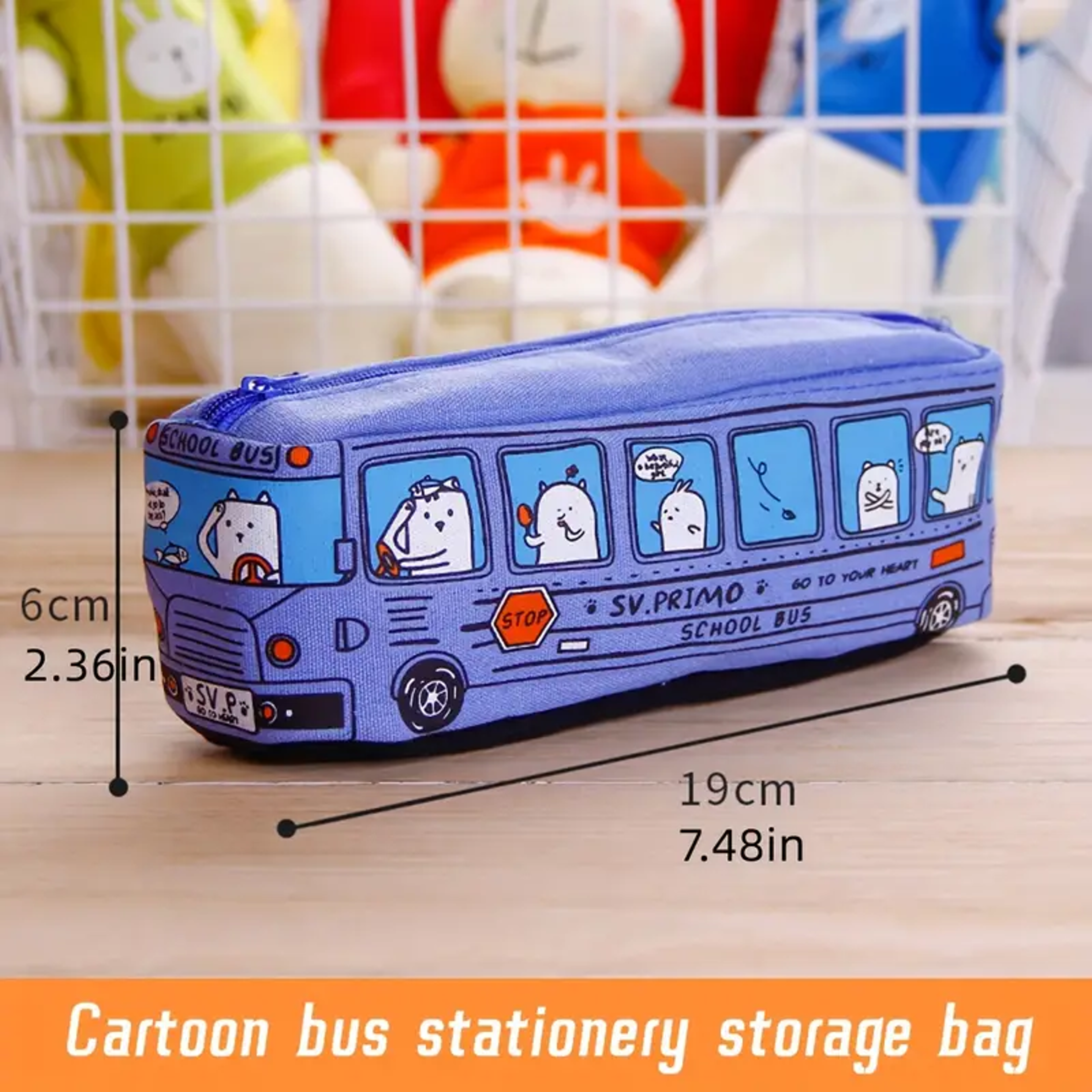 Creative School Bus Pencil Case Large Capacity Canvas Pencil Bag For Students 1