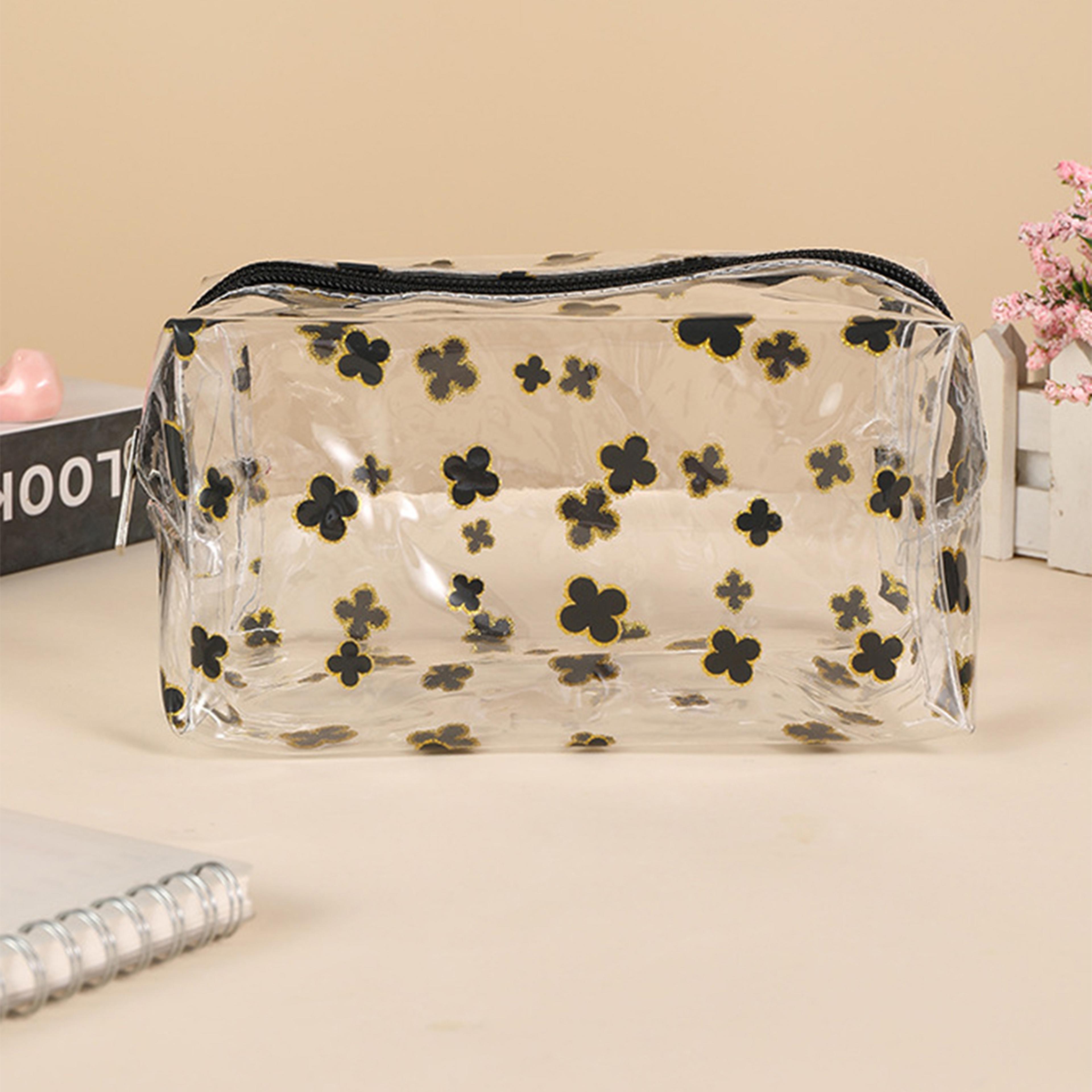 Clear Glitter Four Leaf Clover Waterproof Pencil Case Makeup Organizer Pouch 9