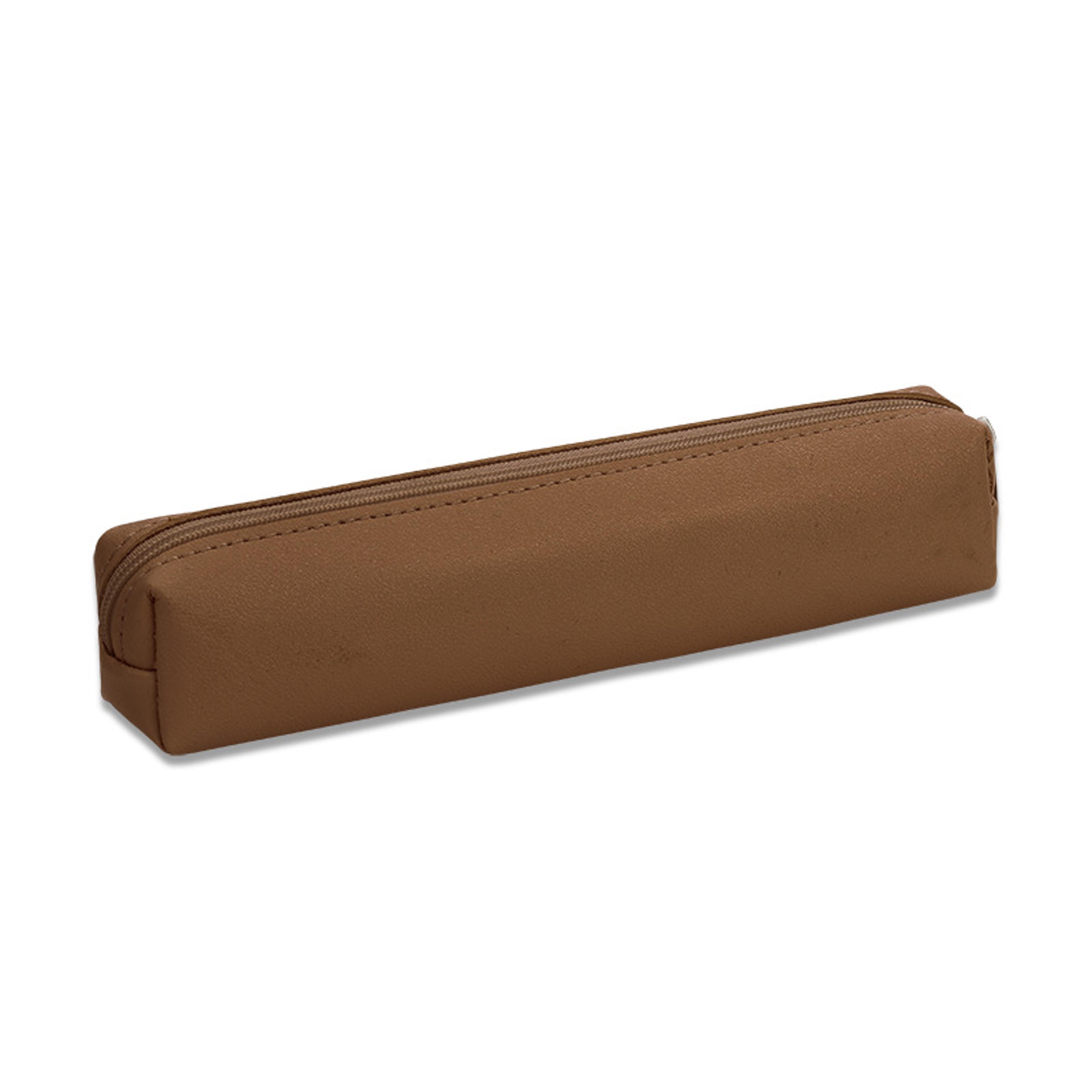 Leather Pencil Case Organizer Zipper Pouch For School Office Makeup And Glasses Storage 6