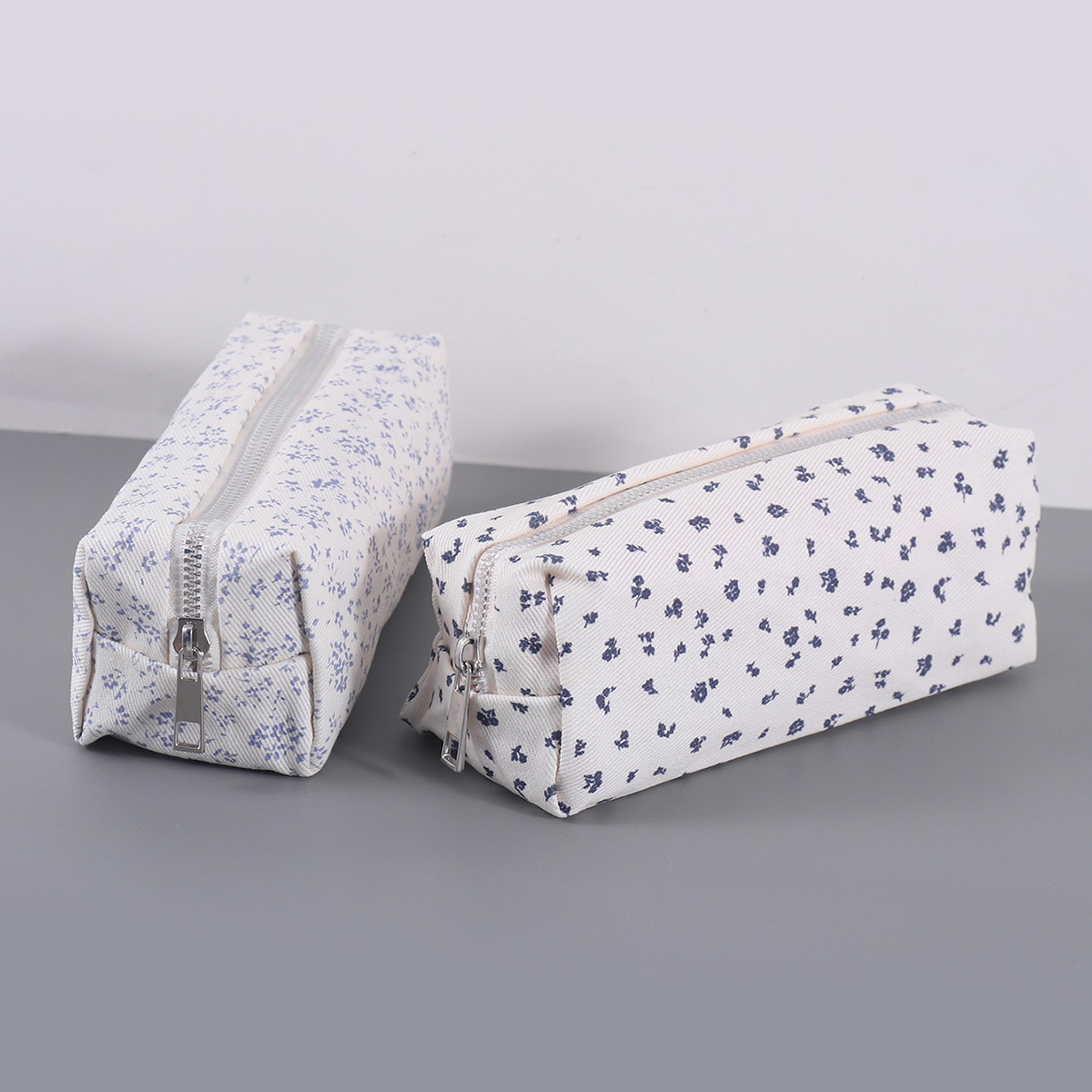 Flower Design Canvas Pencil Case Large Capacity Cute Pencil Pouch For School And Office 3