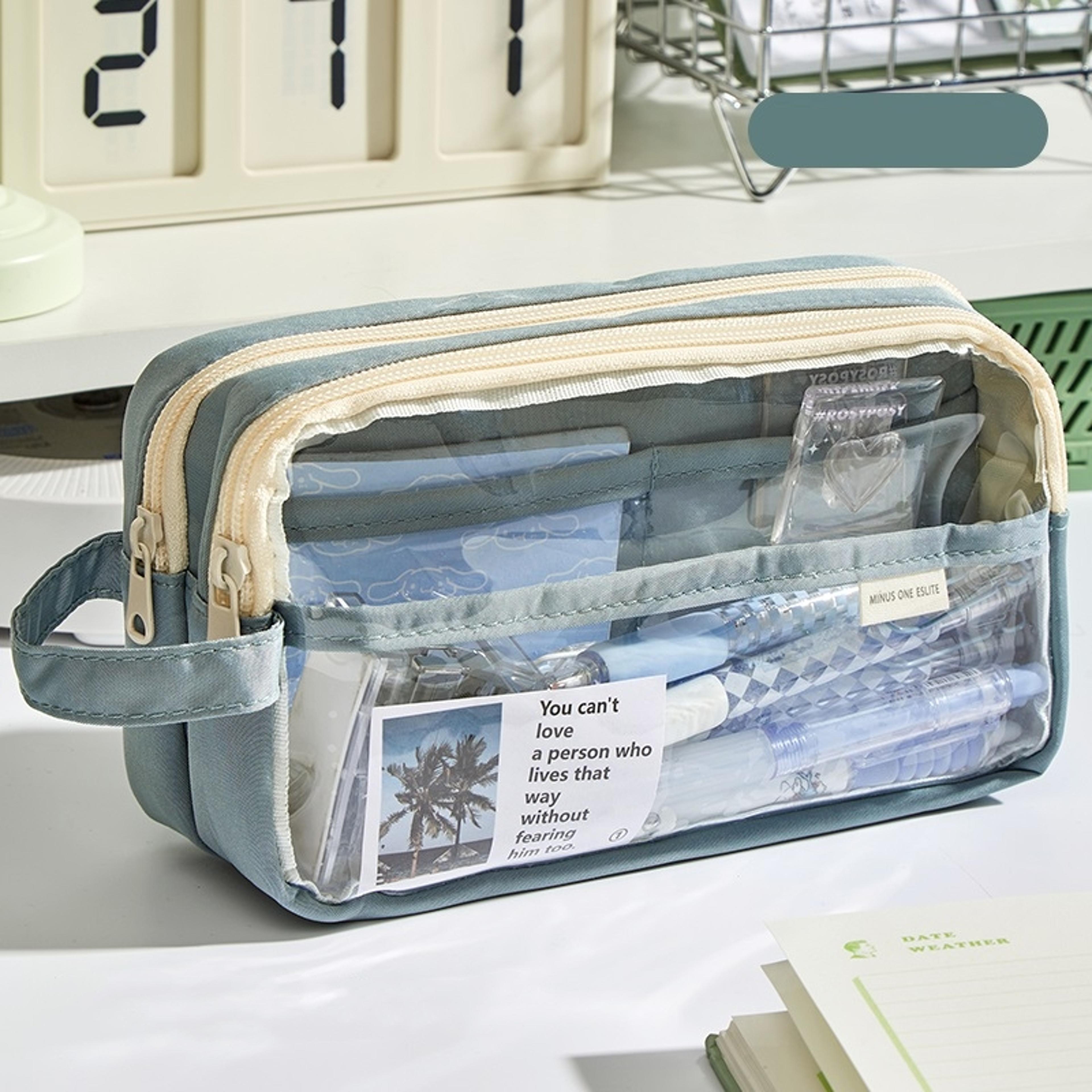 Transparent Double Layer Pencil Case Storage Pouch For School Stationery 6