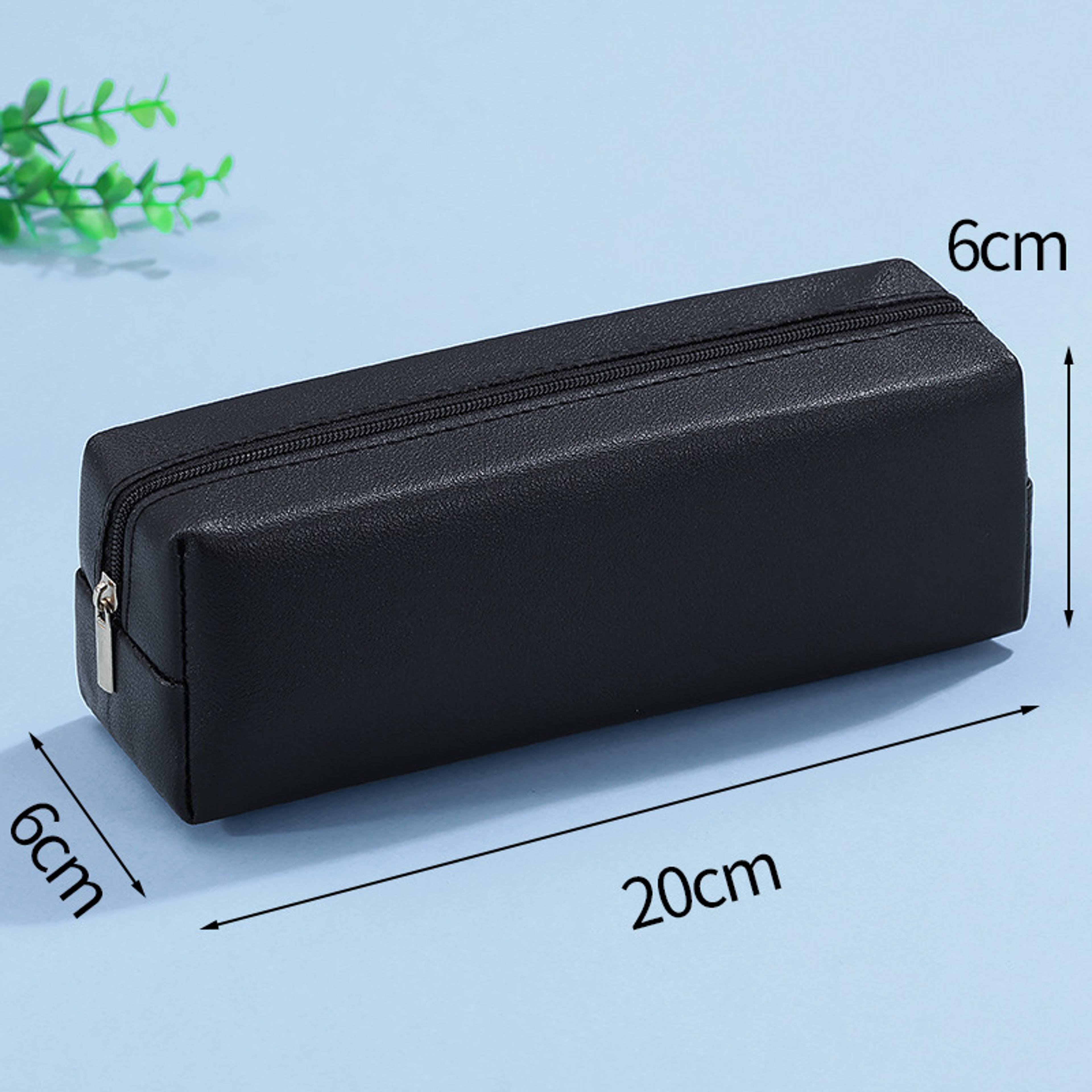 Large Capacity PU Leather Pencil Case Organizer For Students Office And School Supplies 7