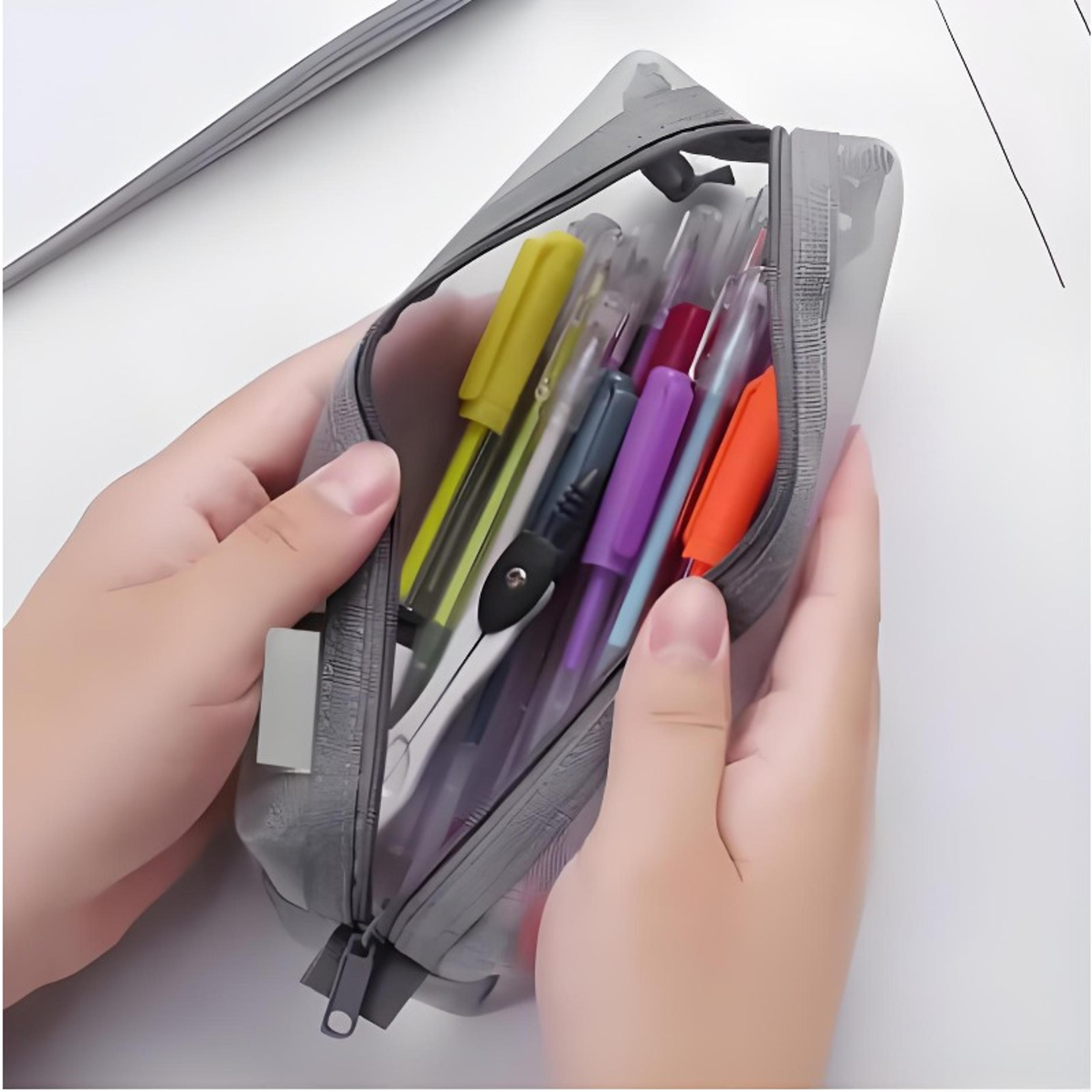 Transparent Mesh Pencil Case Organizer With Cute Design For School Office Supplies 2