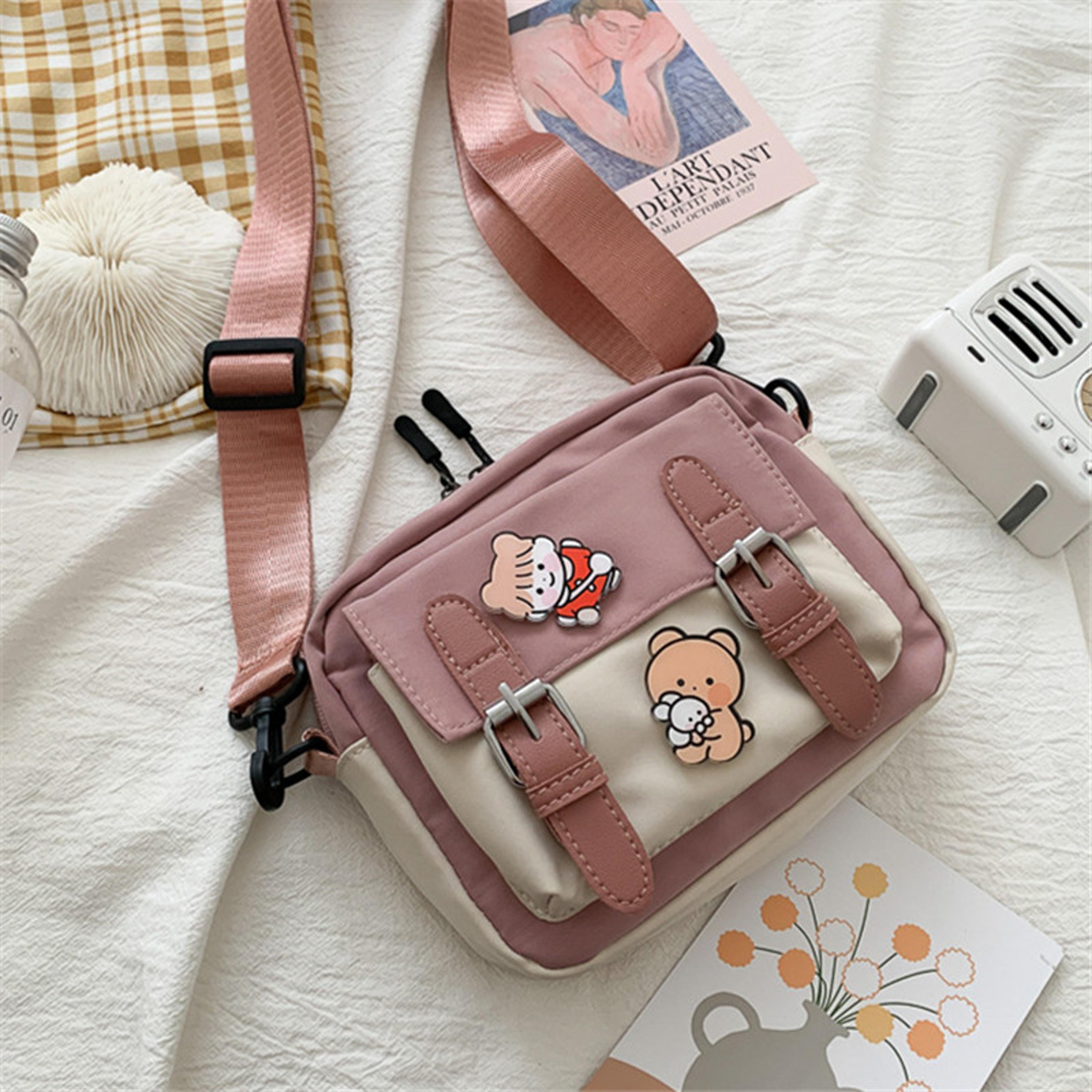 Cute Nylon Shoulder Bag For Women Harajuku Style Casual Messenger Bag With Badge 6