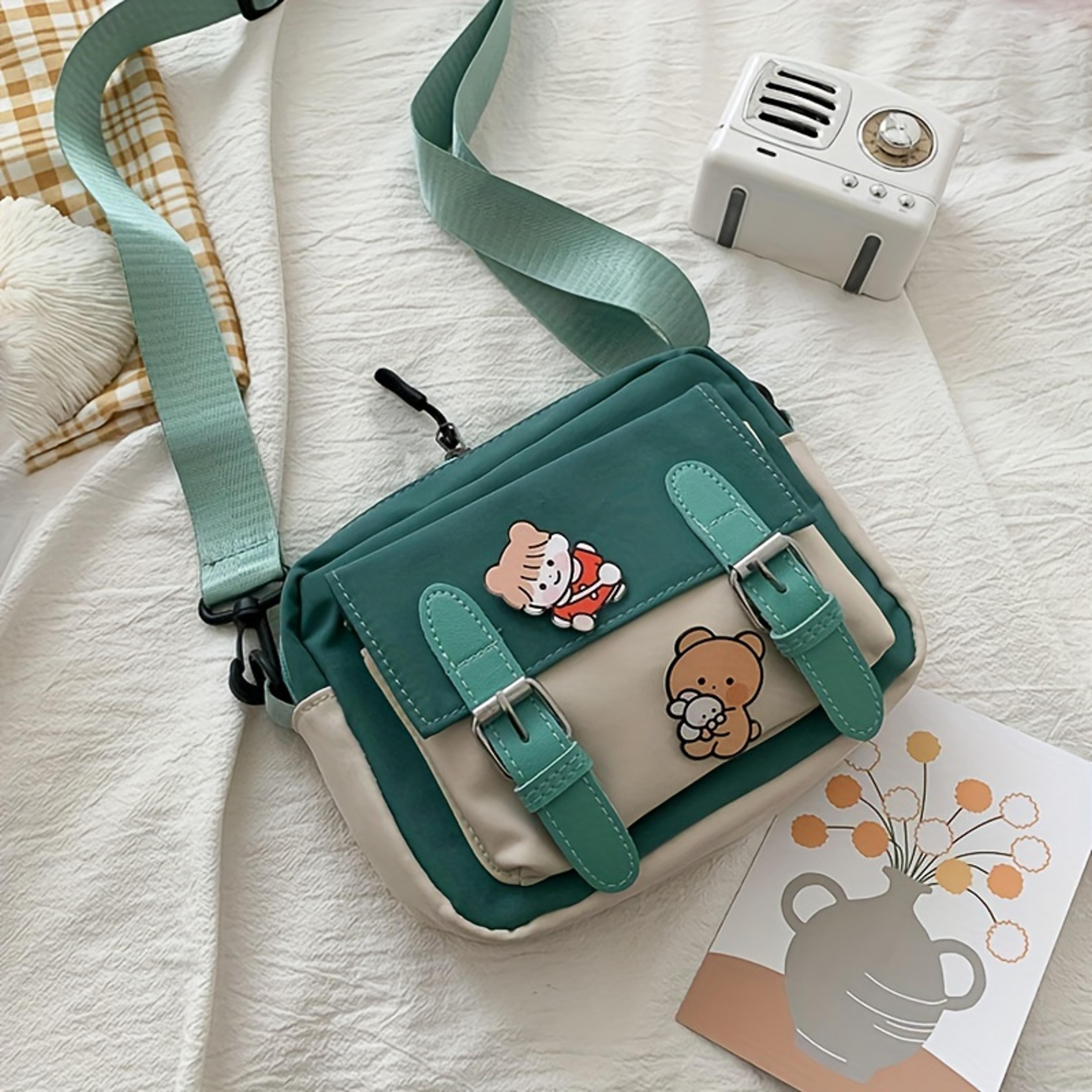 Cute Nylon Shoulder Bag For Women Harajuku Style Casual Messenger Bag With Badge 8