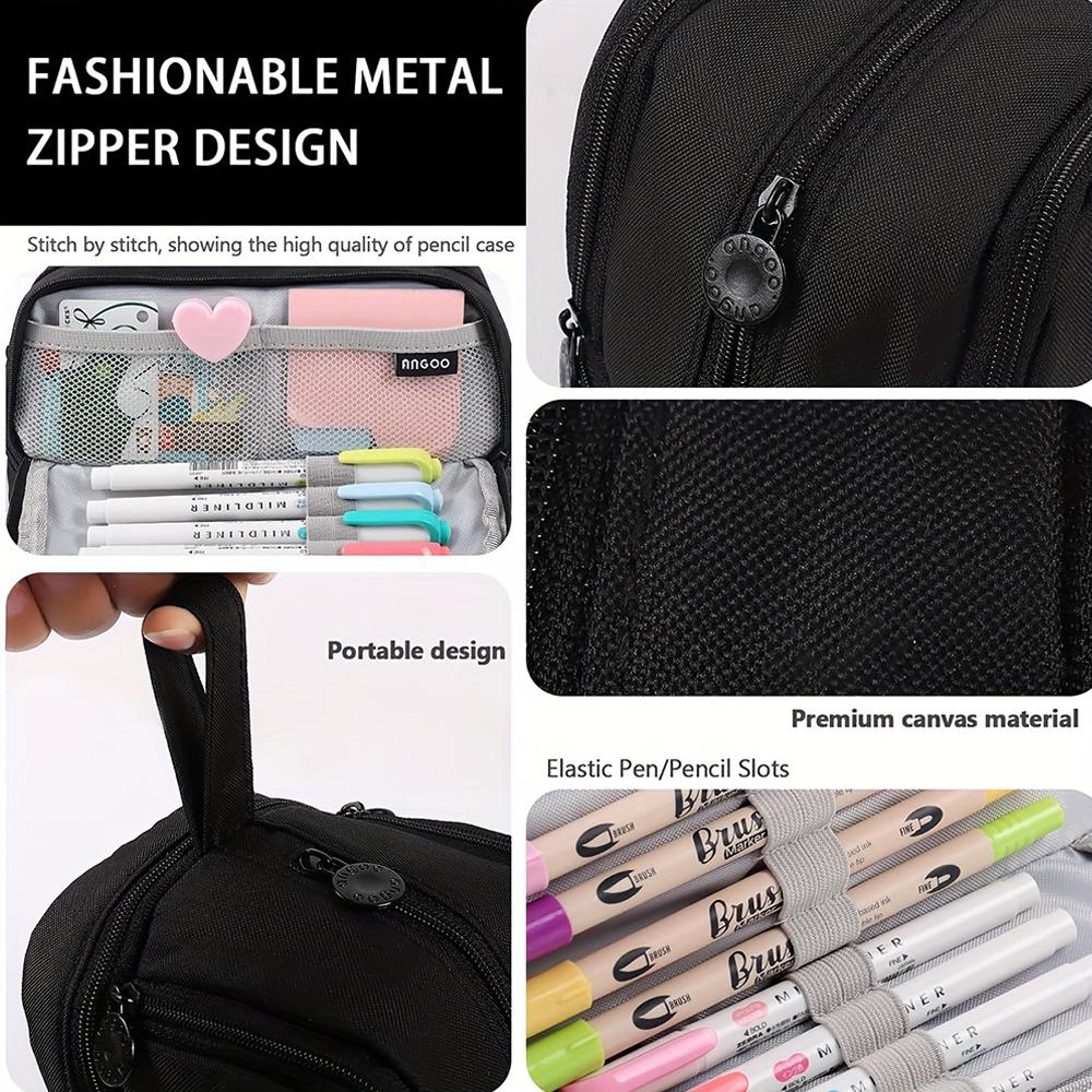 Large Capacity Multi Compartment Pencil Case With Portable Handle 3