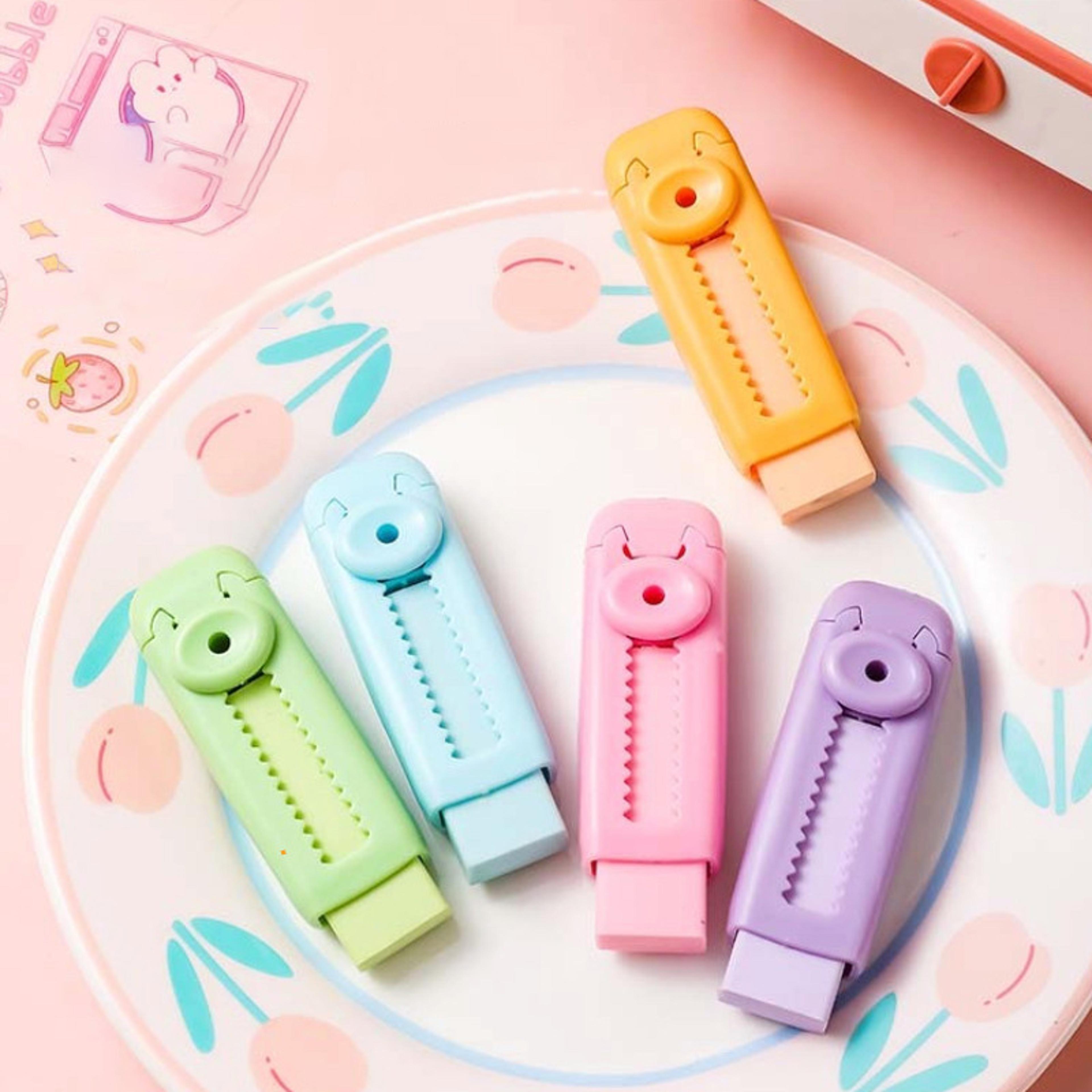 Creative Push Pull Eraser Set With Refills For Students And Office Use 1