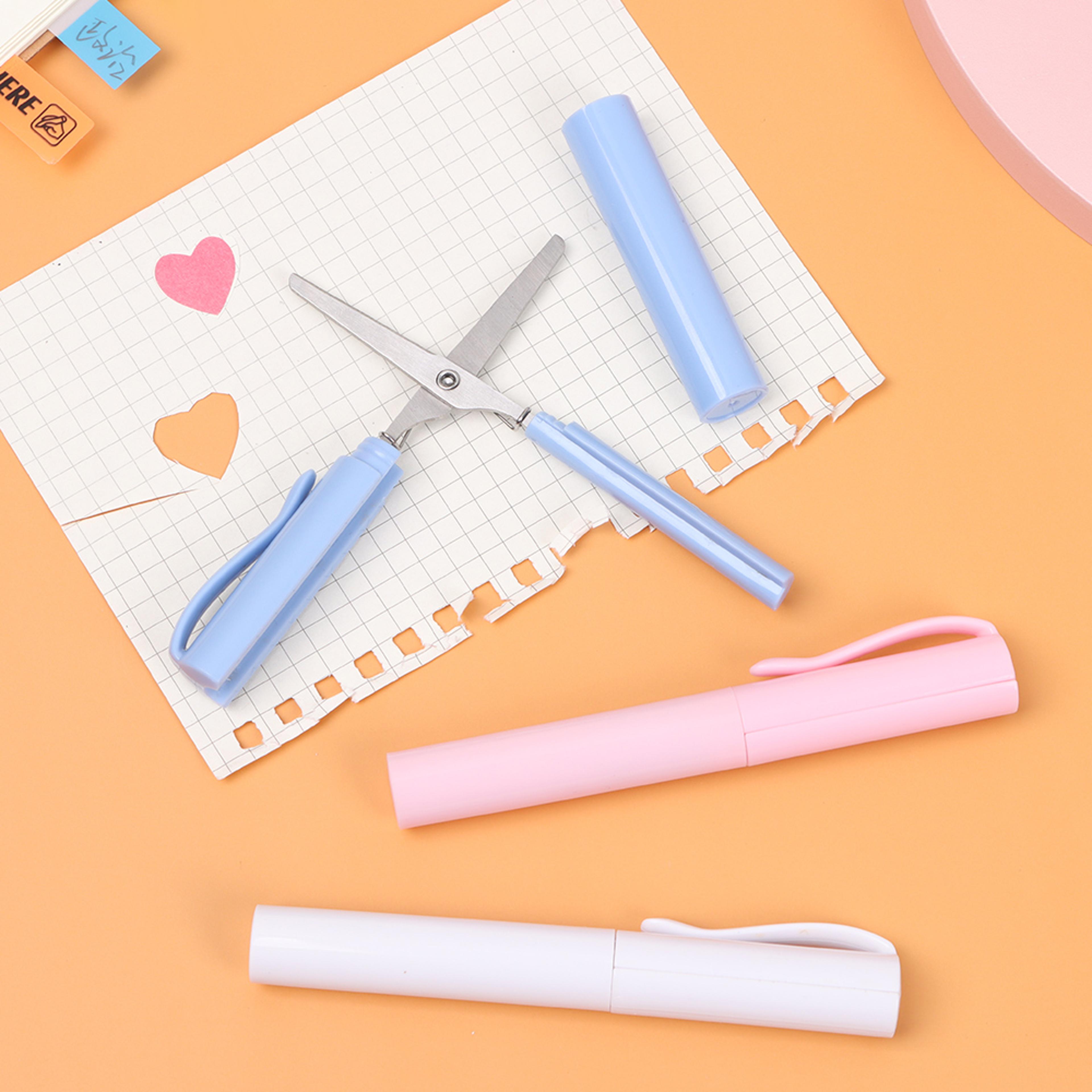 Portable Pen Shape Folding Scissors Mini Paper Cutting Tool For DIY Crafts School Office Use 4