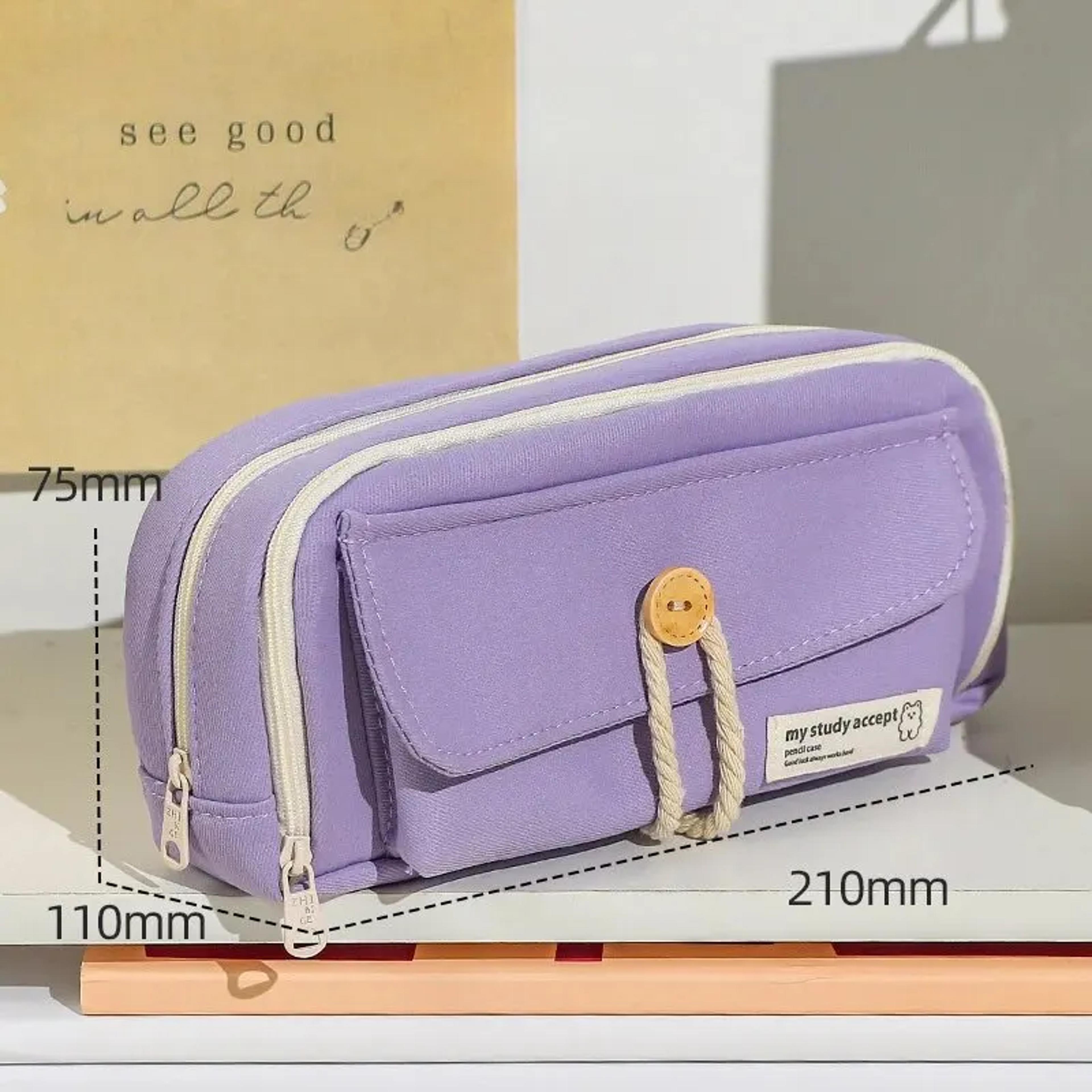 Cute Canvas Pencil Case Large Capacity Organizer For Students Travel And Cosmetics 6