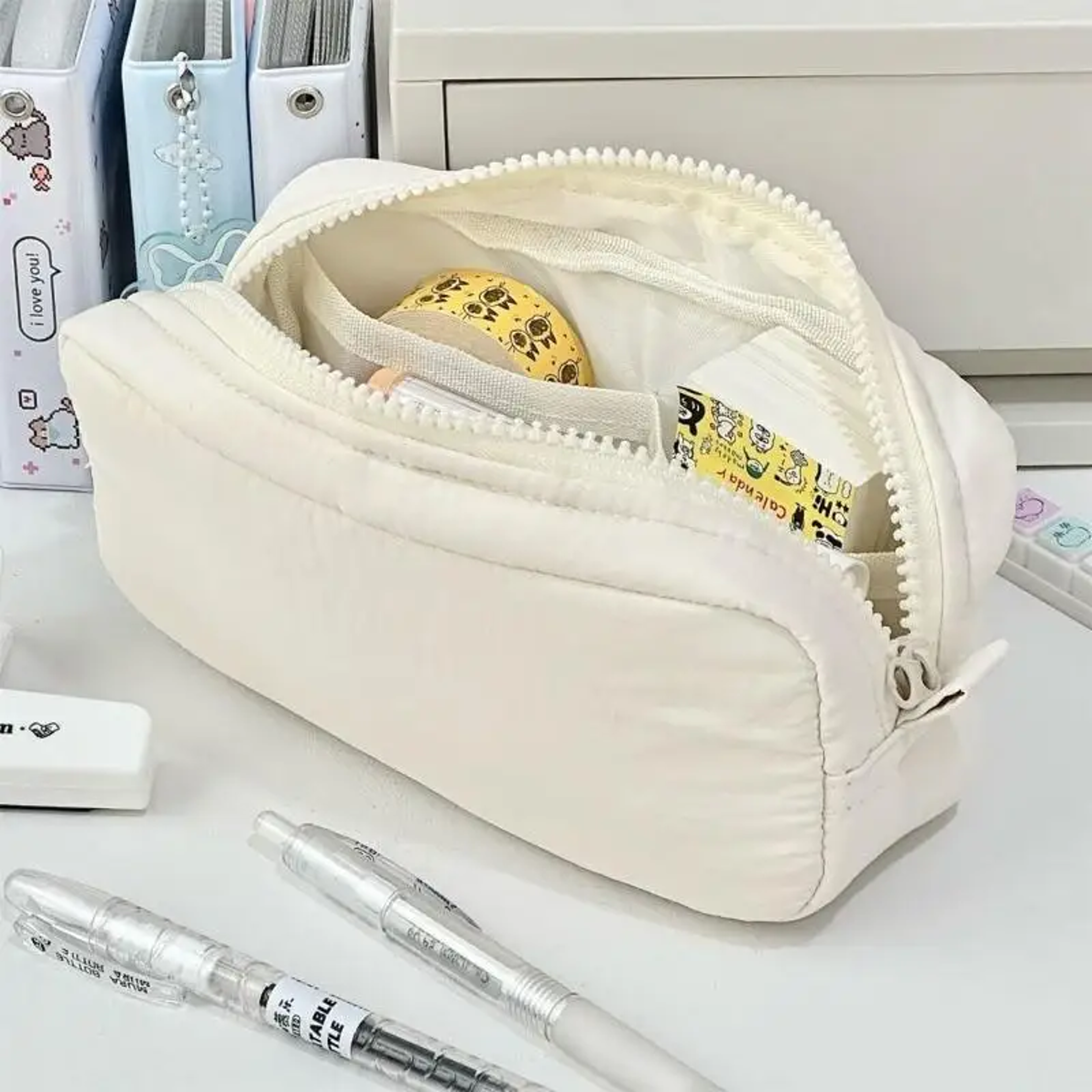 large capacity pencil case with classified storage for students and stationery organization