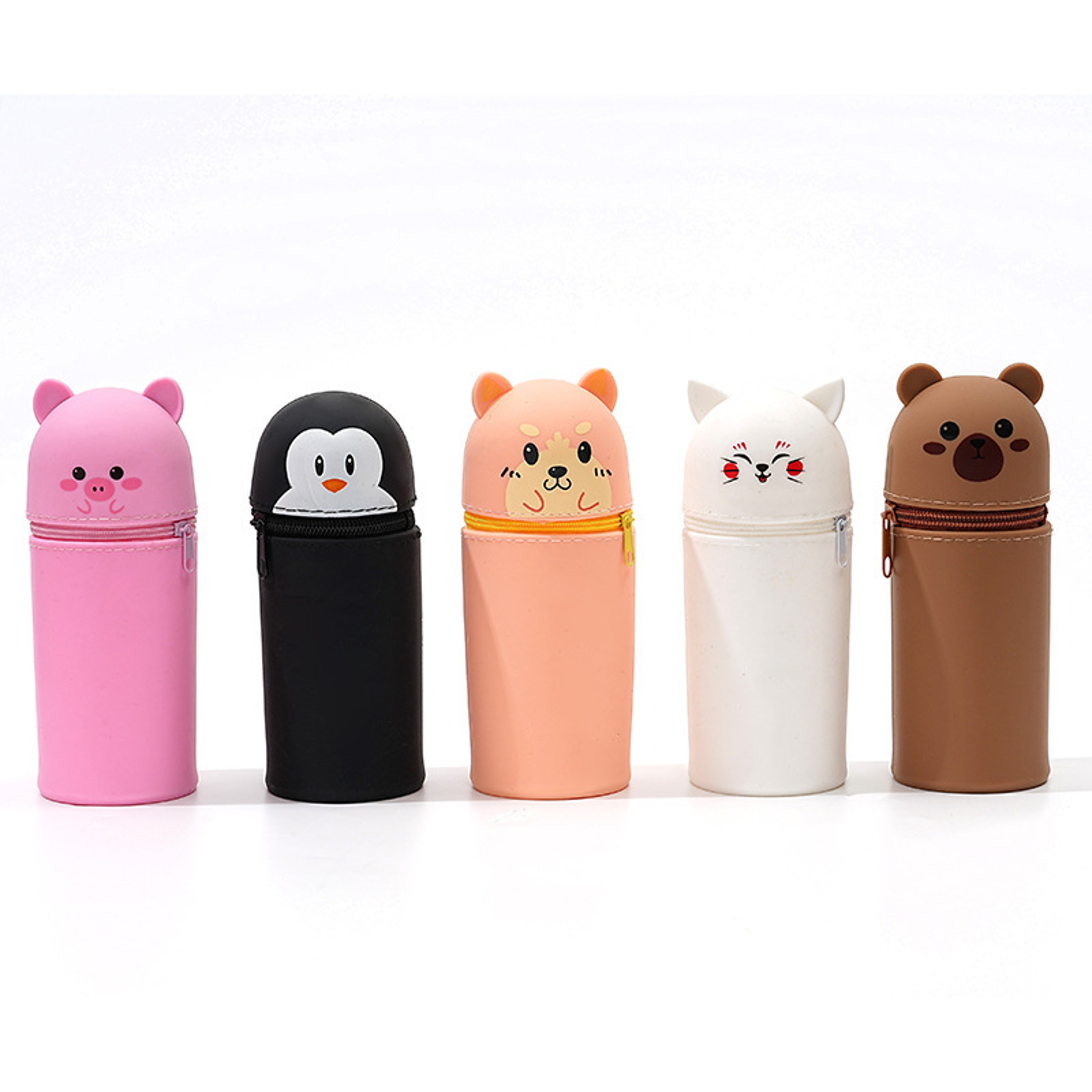 Cute Animal Foldable Silicone Pencil Case And Desk Organizer 3