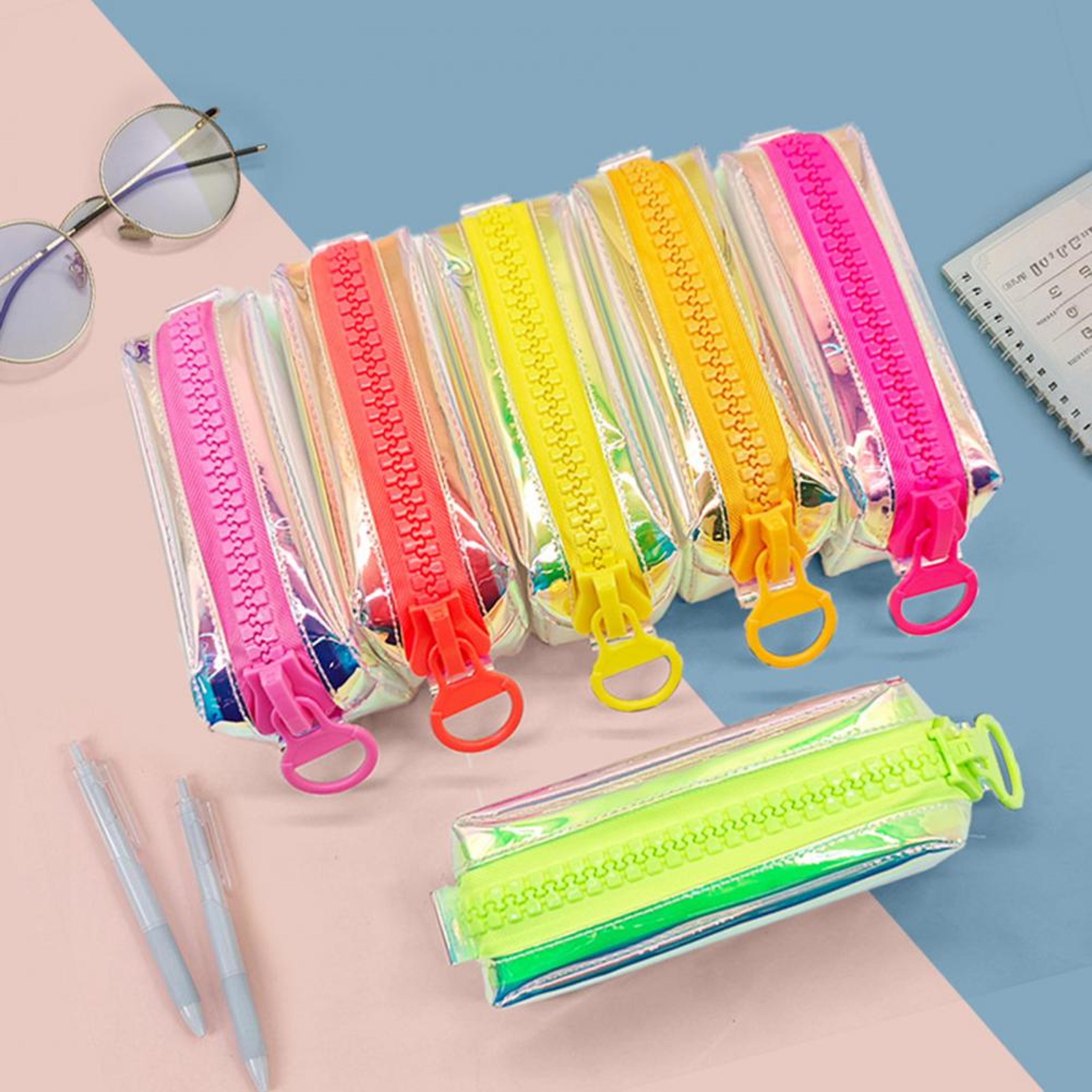Iridescent Holographic Pencil Case With Wide Opening And Large Capacity 1