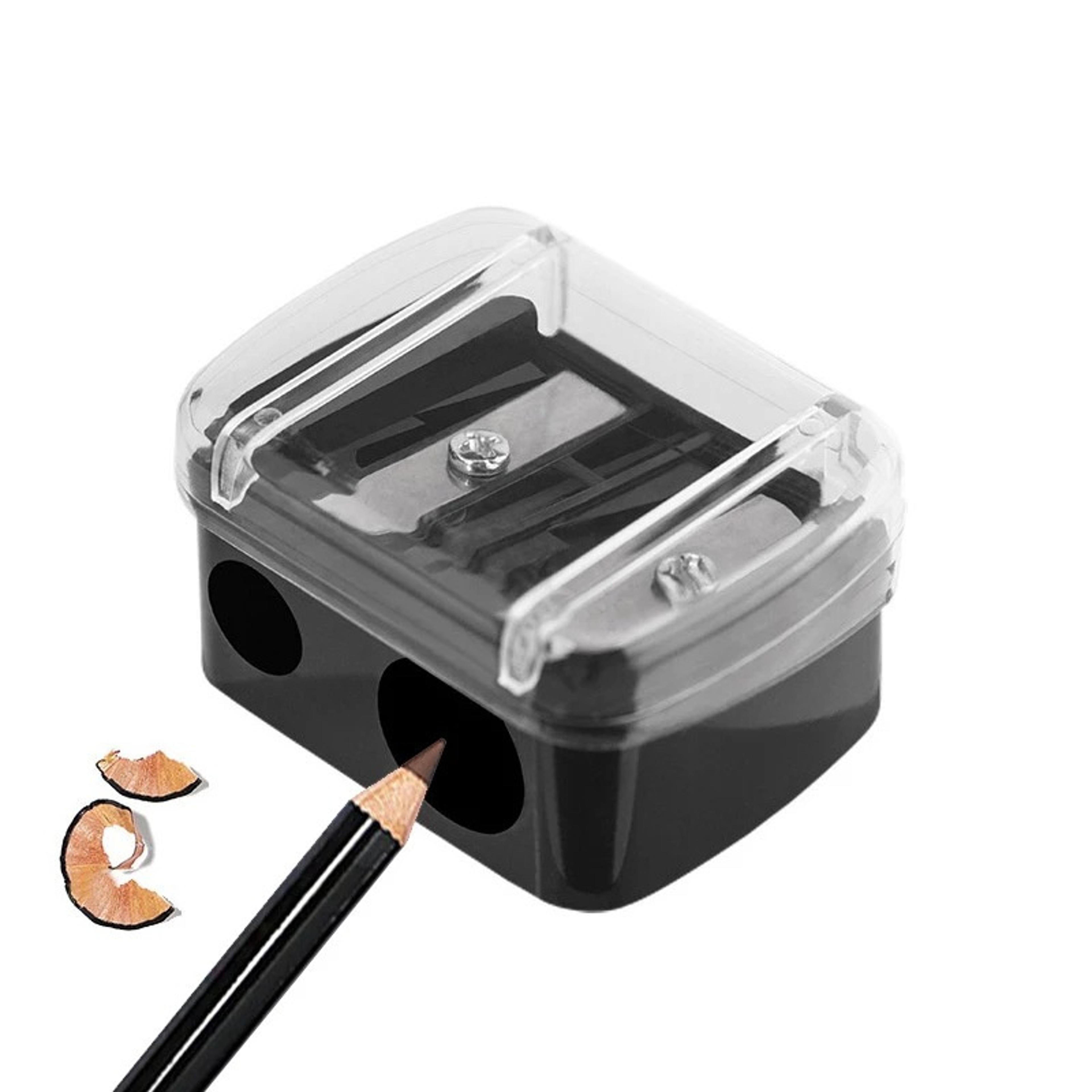 dual hole cosmetic pencil sharpener for eyeliner and lip pencils