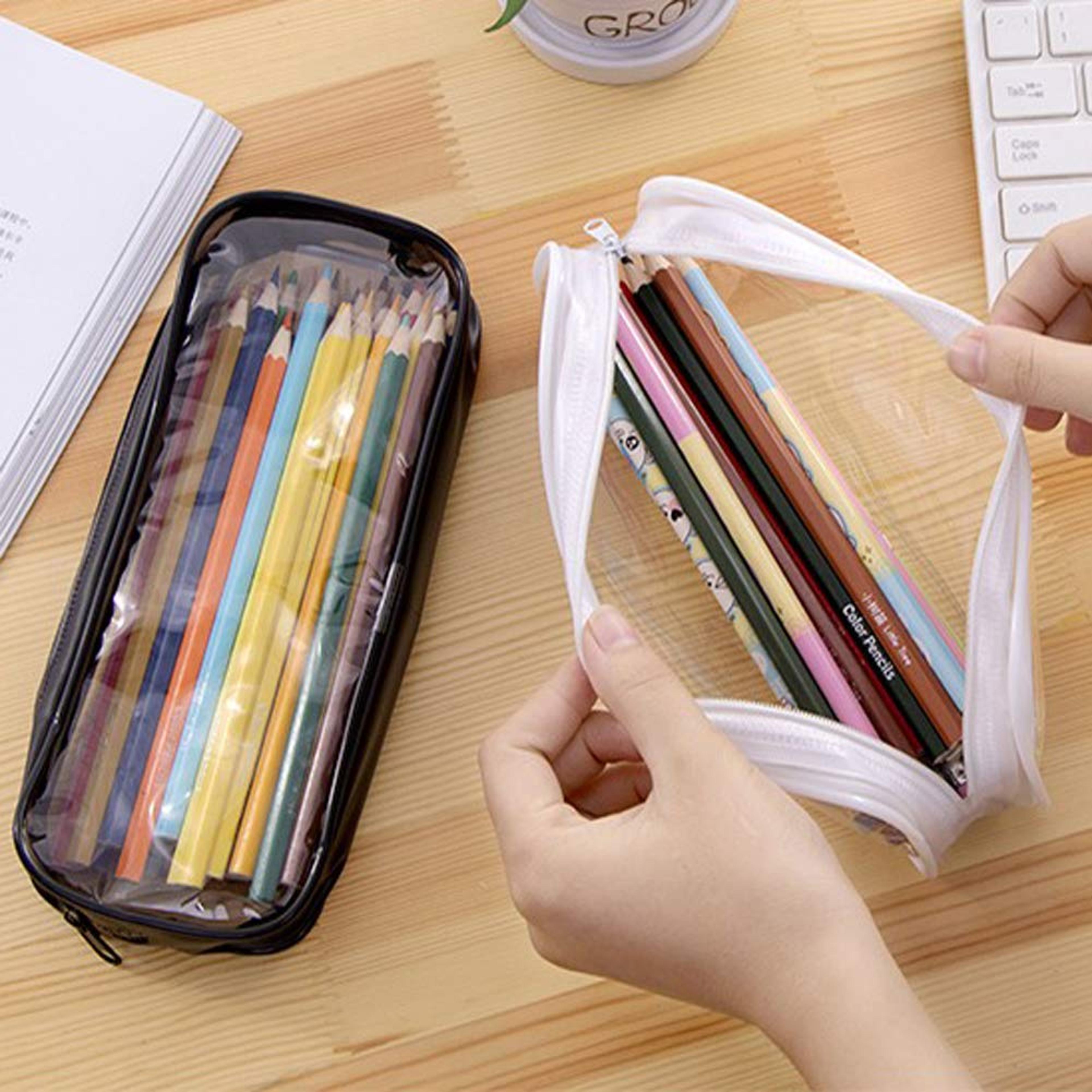 Transparent Pencil Case Large Capacity Zipper Pen Pouch For Students Office School Supplies 1