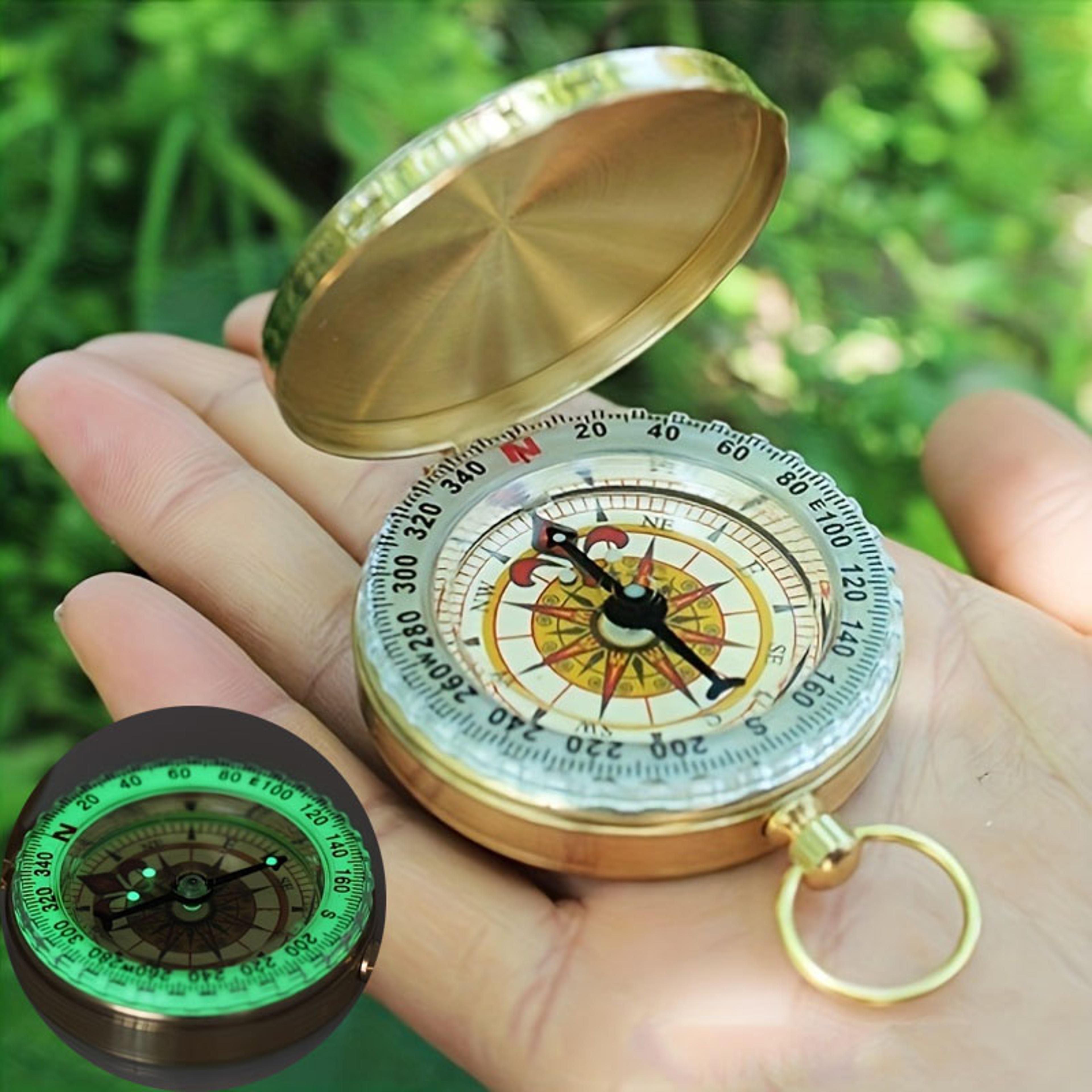 luminous brass pocket compass glow in the dark copper survival compass