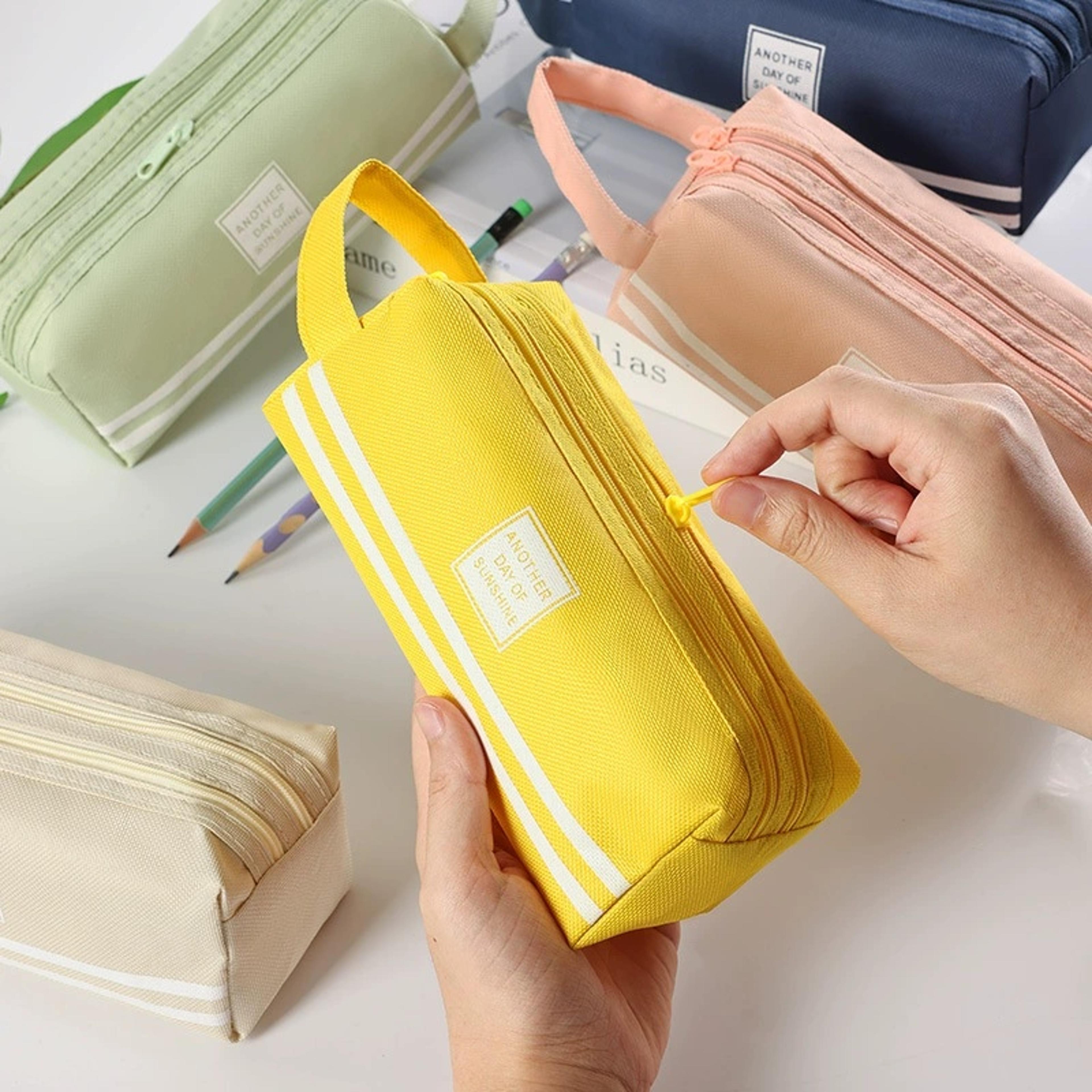 Large Capacity Double Zipper Pencil Case Portable School Supplies Organizer 3