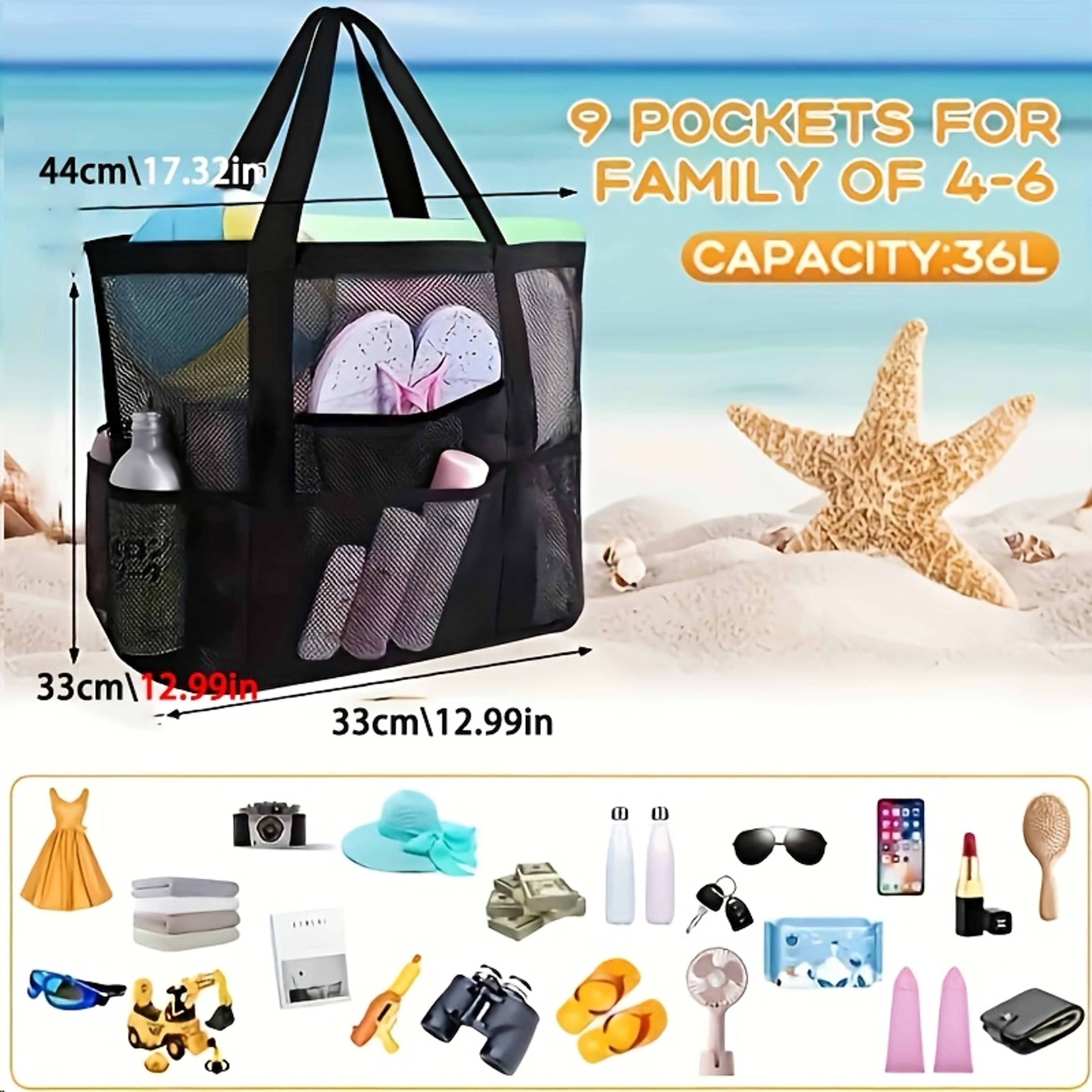 Large Capacity Mesh Beach Bag Waterproof Tote For Swimming Pool Gym Travel 2