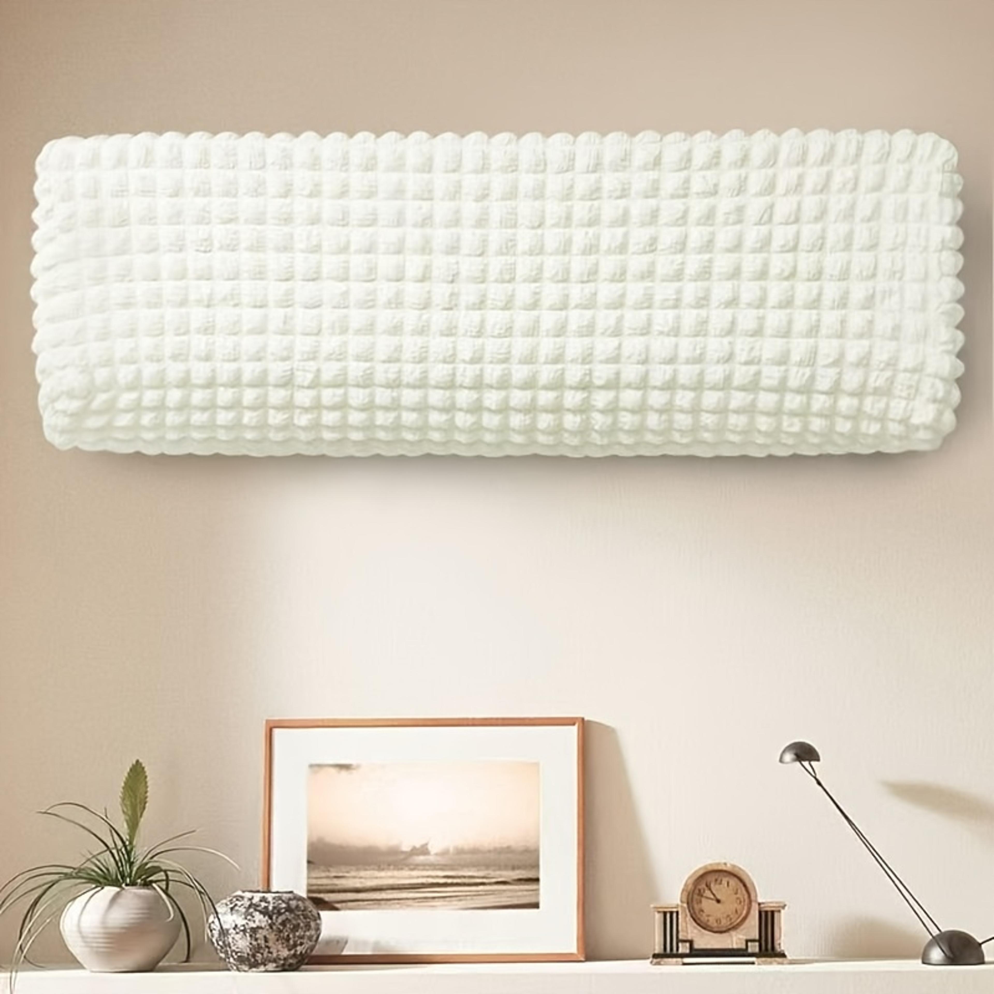 Washable Checkered AC Cover Dust Protector With Elastic Fit For Wall Air Conditioners 7