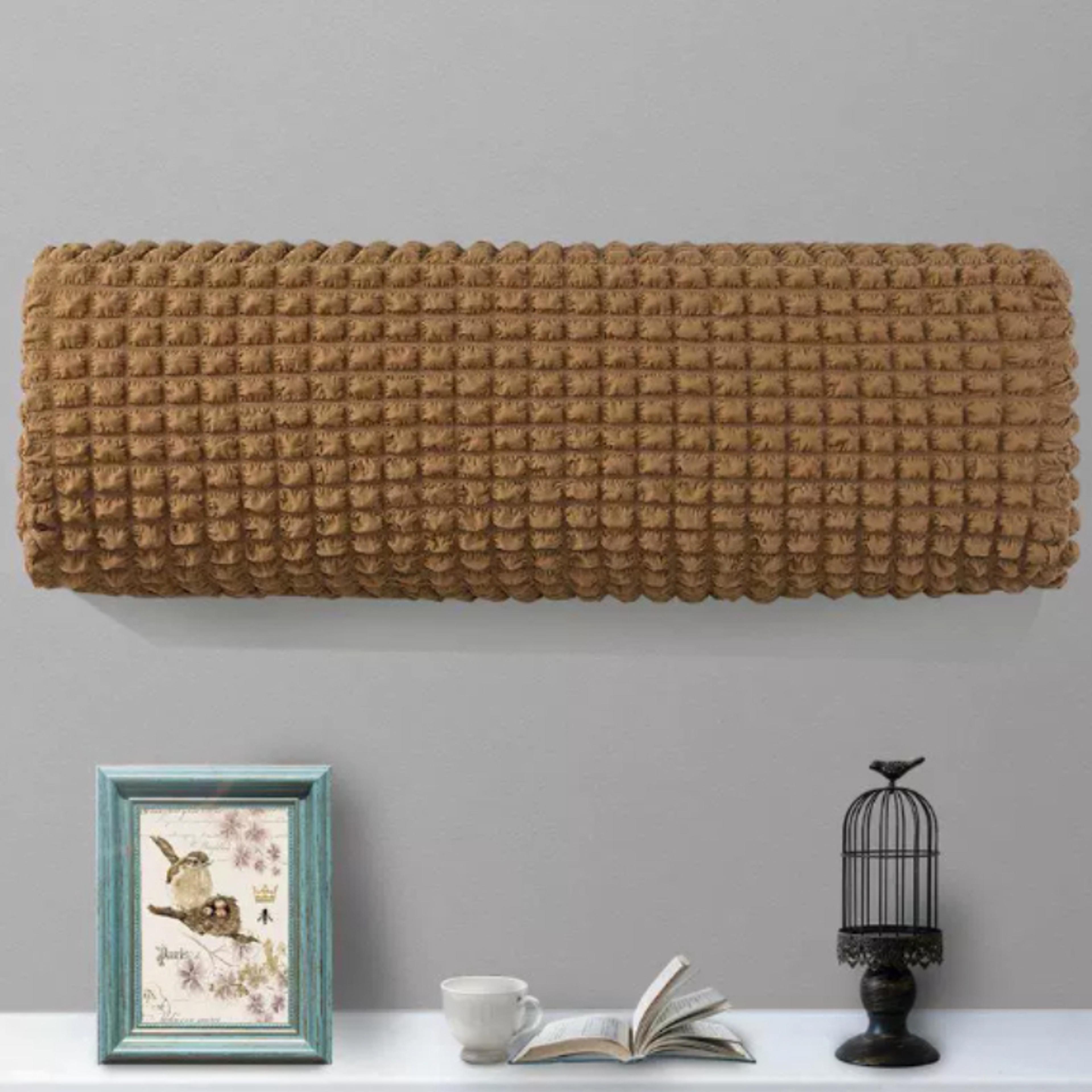 Washable Checkered AC Cover Dust Protector With Elastic Fit For Wall Air Conditioners 6
