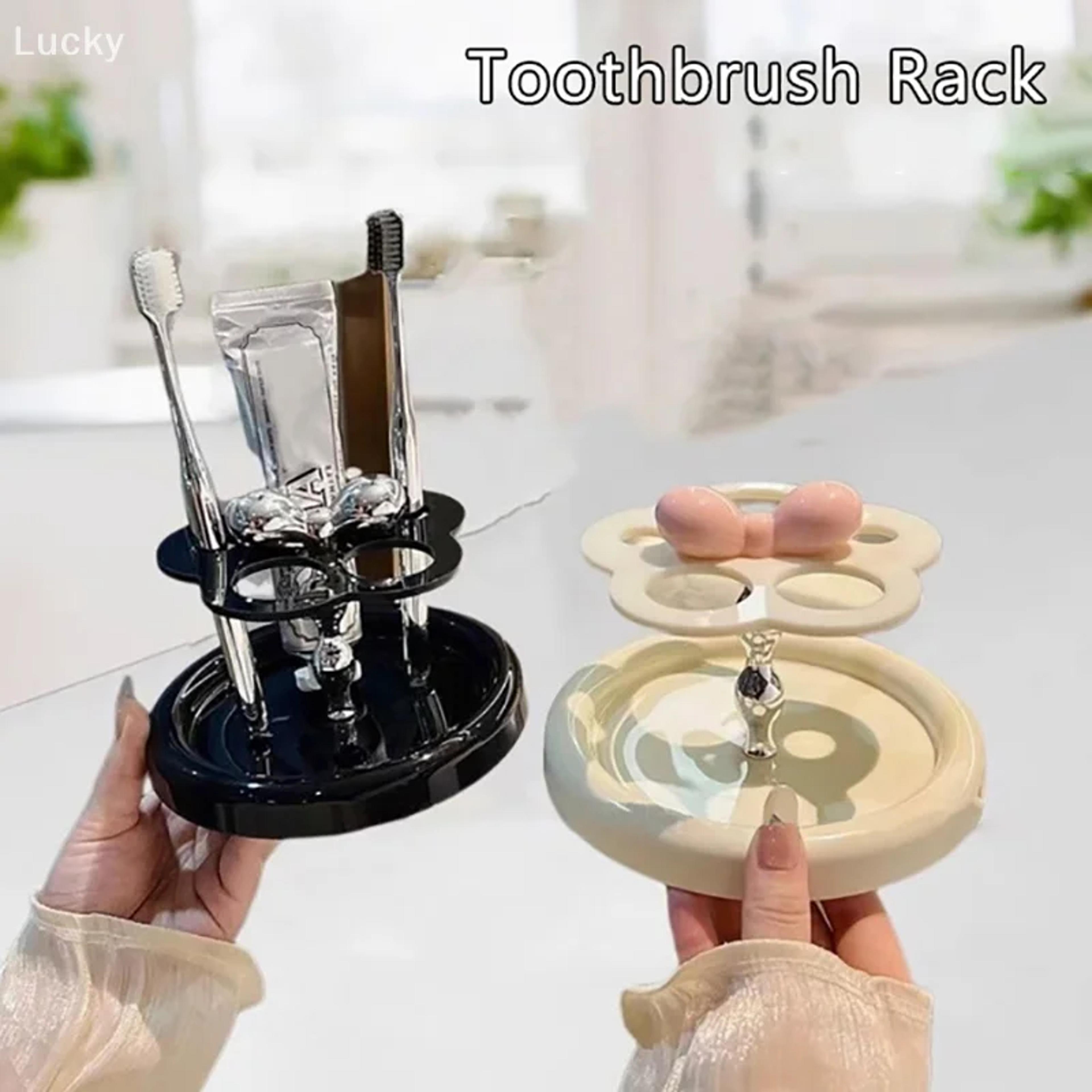 Flower Acrylic Toothbrush Holder Bathroom Organizer 4