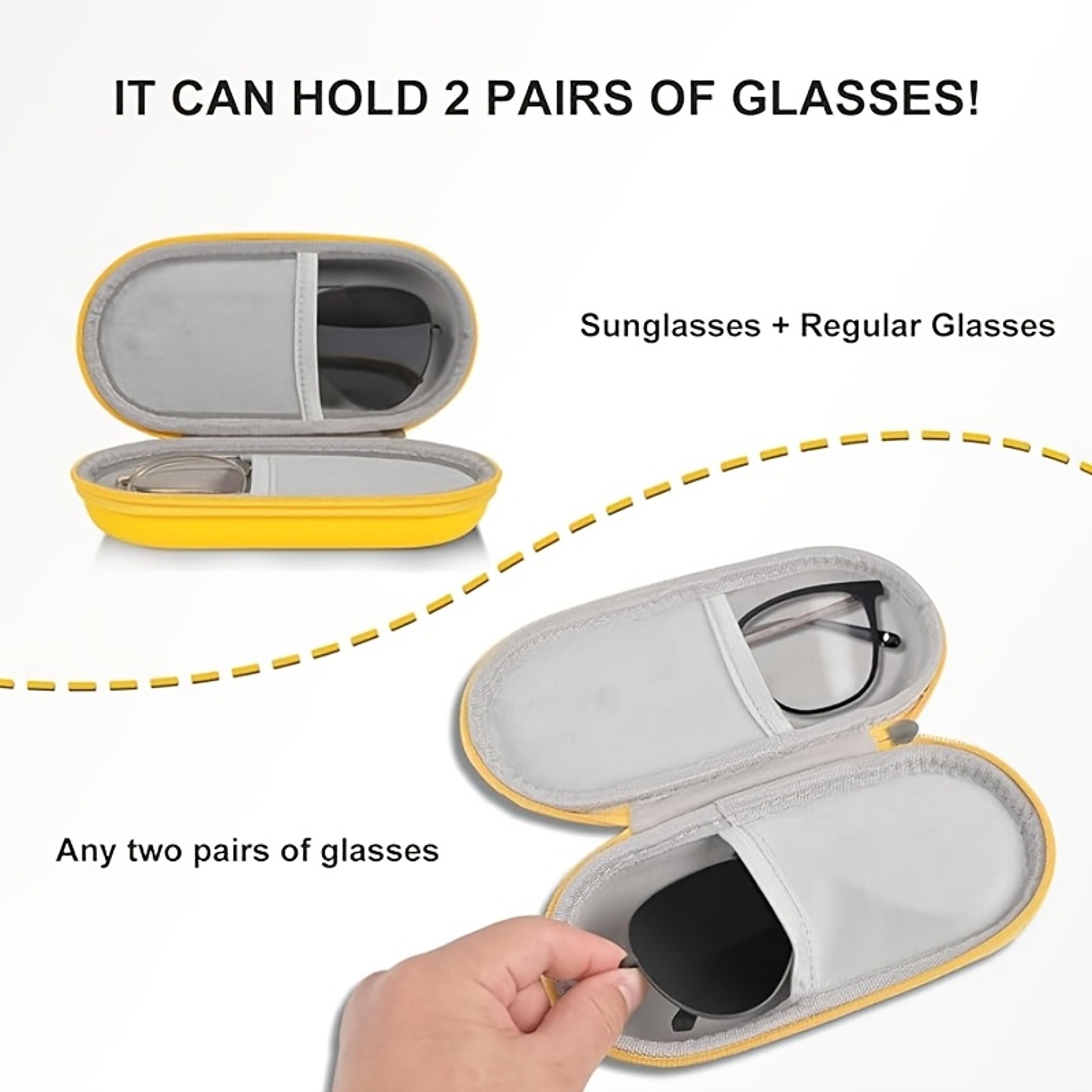 Portable Double Eyeglasses Case Hard Shell Shockproof Glasses Storage Box 3