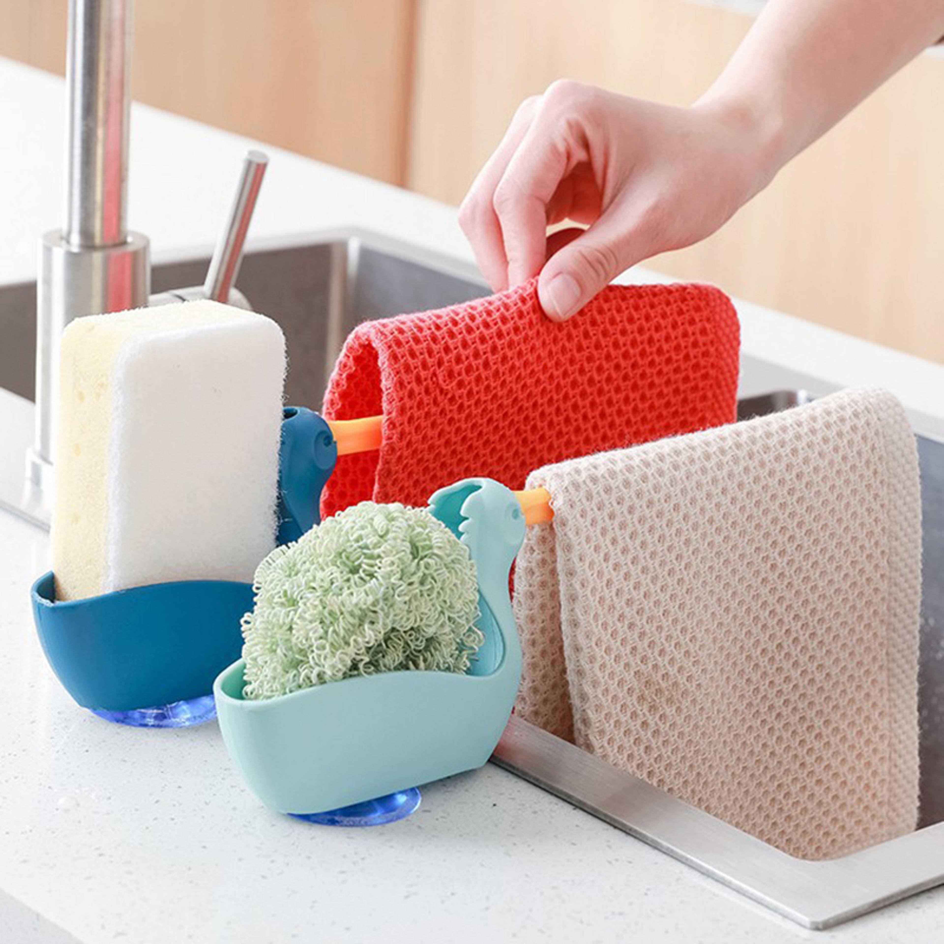 Kitchen Sink Sponge Holder Rack With Quick Drain Storage Organizer 3
