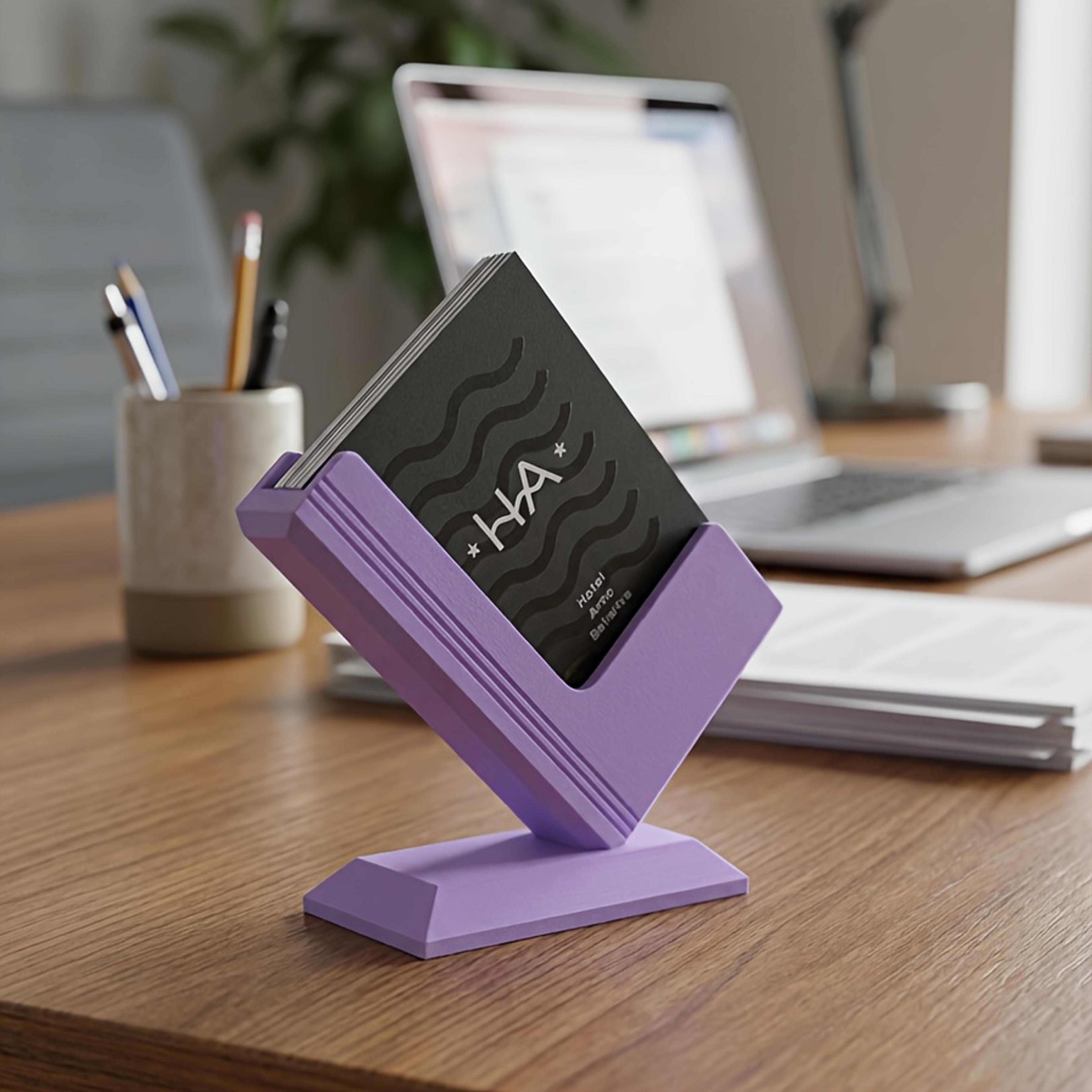 Printed Business Card Holder Modern Desktop Organizer For Office Desk 1