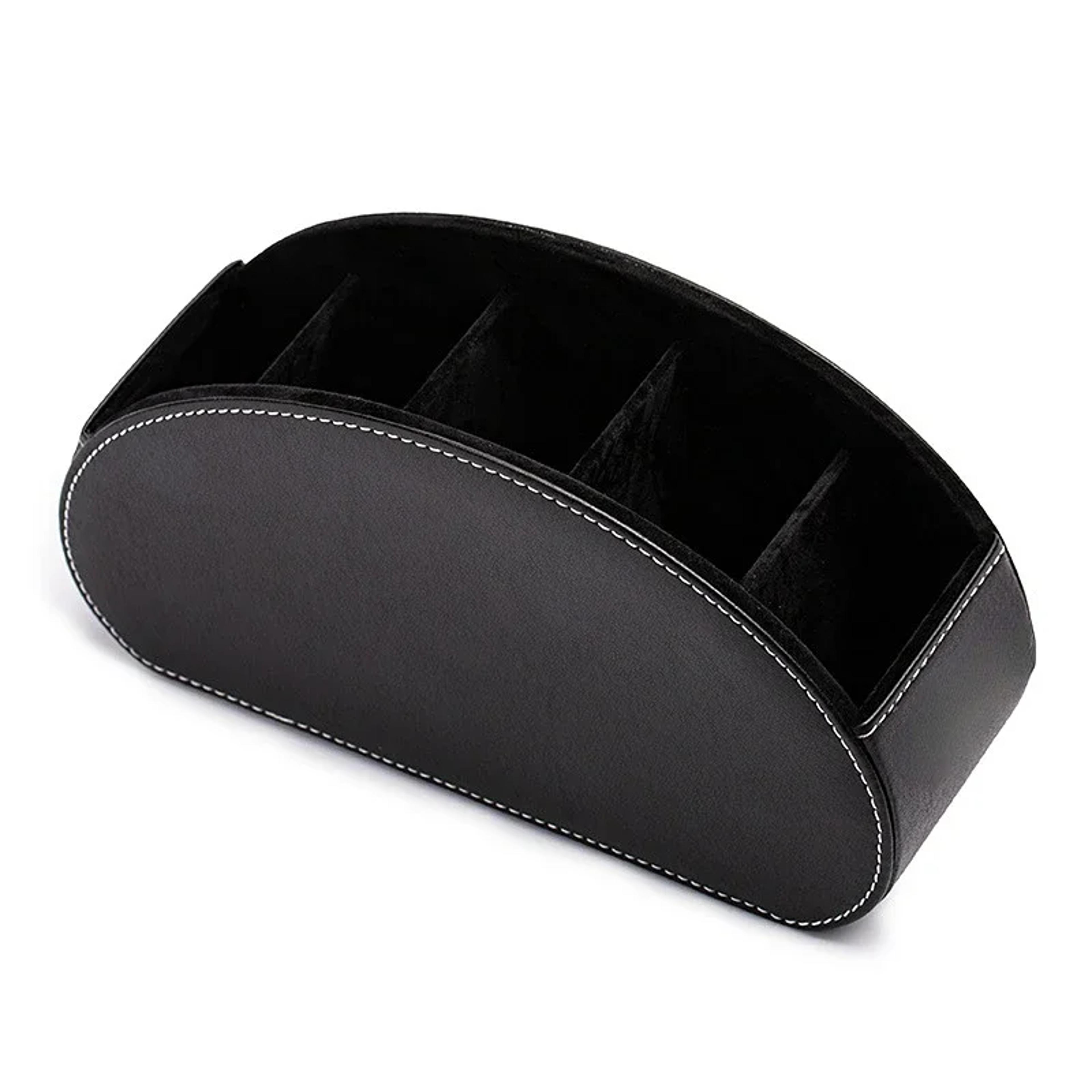 Luxury PU Leather Desk Organizer With Grid Remote Control Holder And Cosmetic Storage Box 8