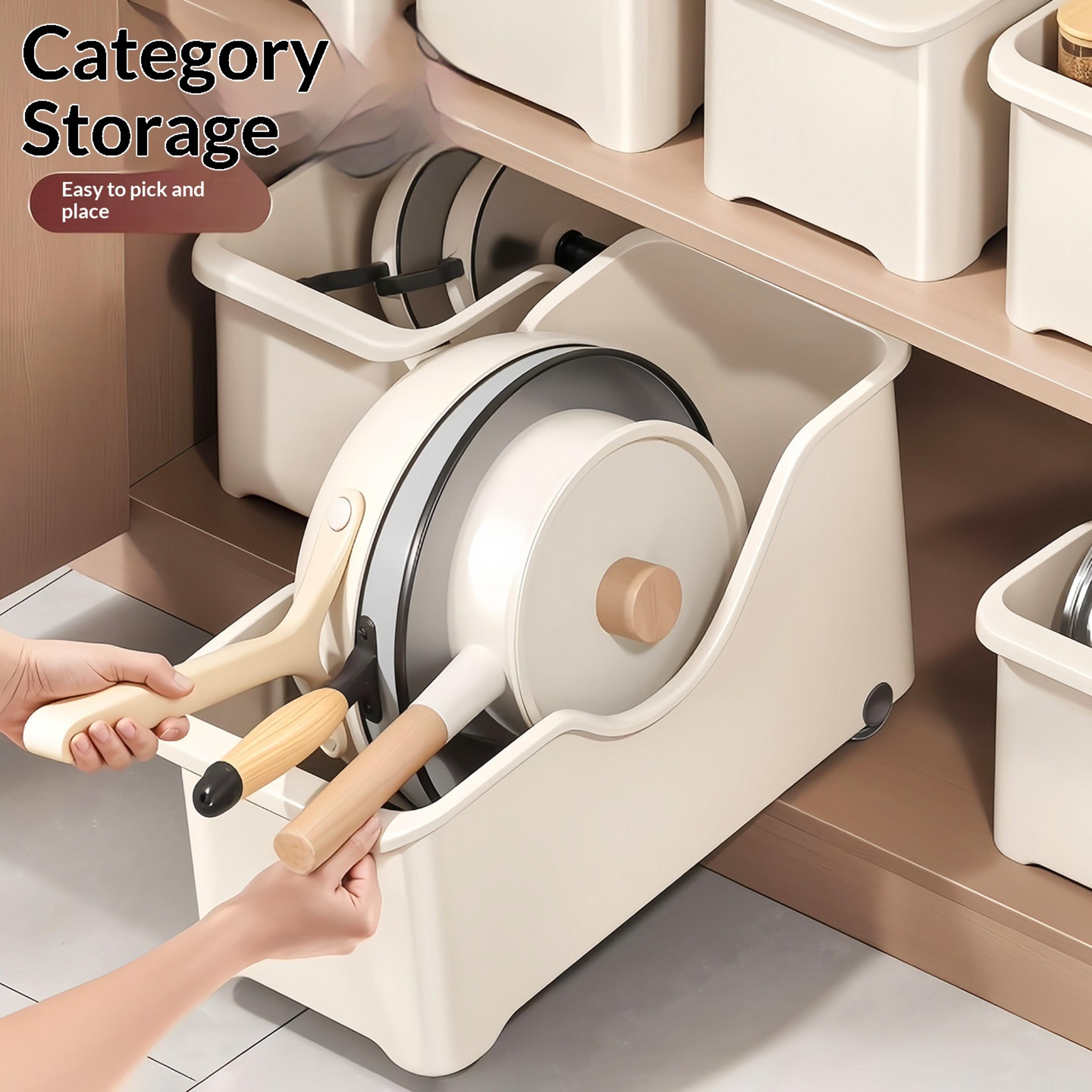 Rolling Storage Box With Wheels Kitchen Cabinet Organizer For Pots Lids Spices 0