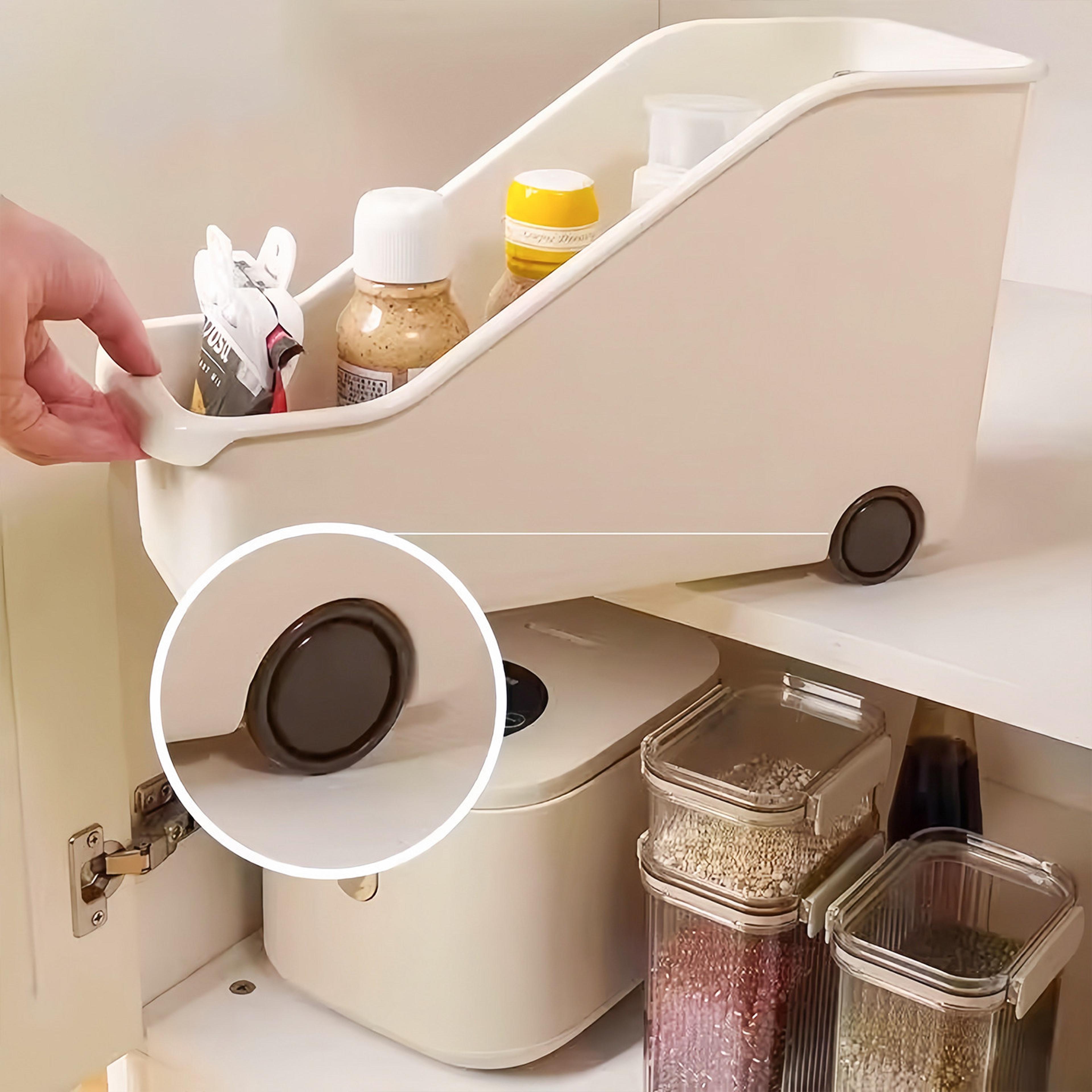Rolling Storage Box With Wheels Kitchen Cabinet Organizer For Pots Lids Spices 1