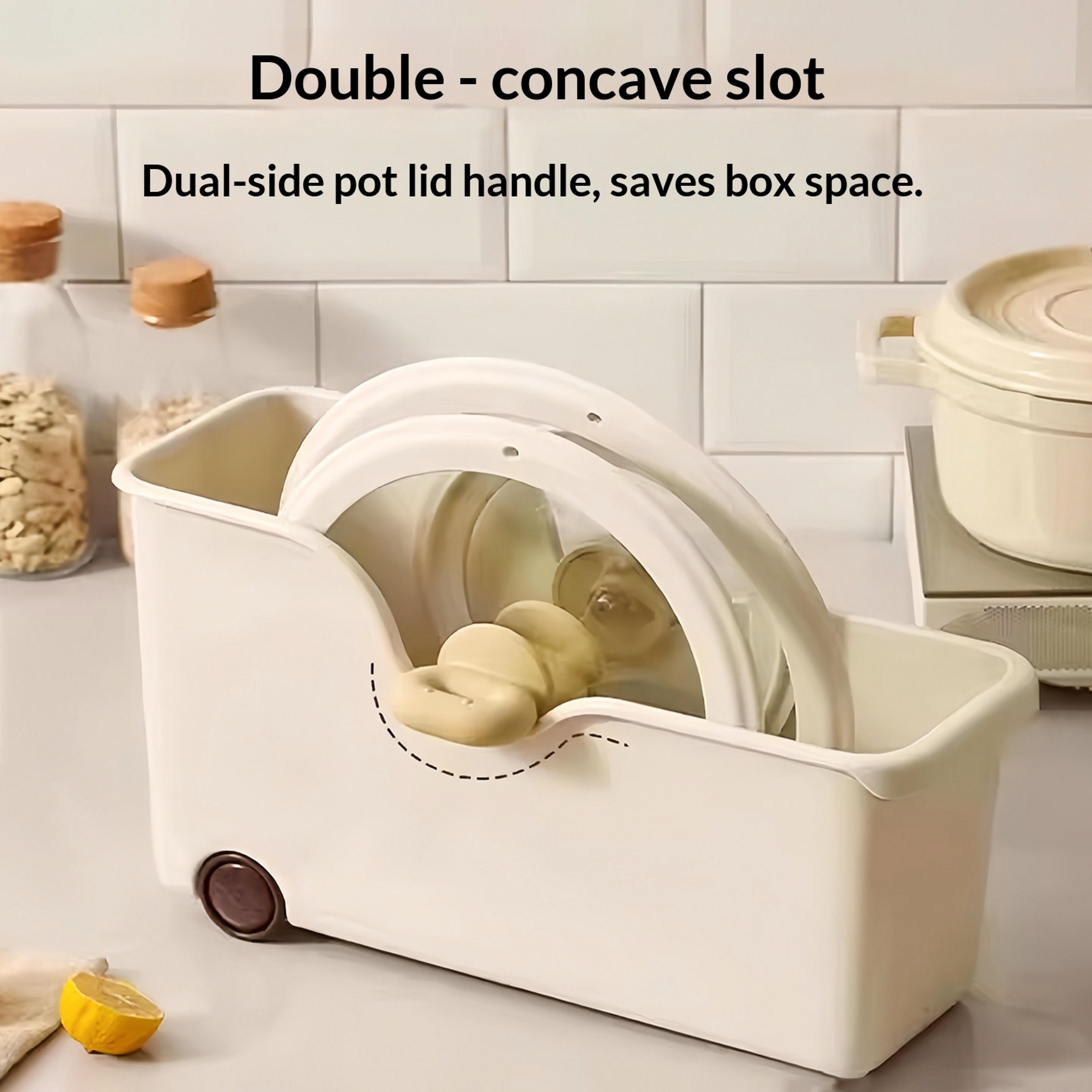 Rolling Storage Box With Wheels Kitchen Cabinet Organizer For Pots Lids Spices 2