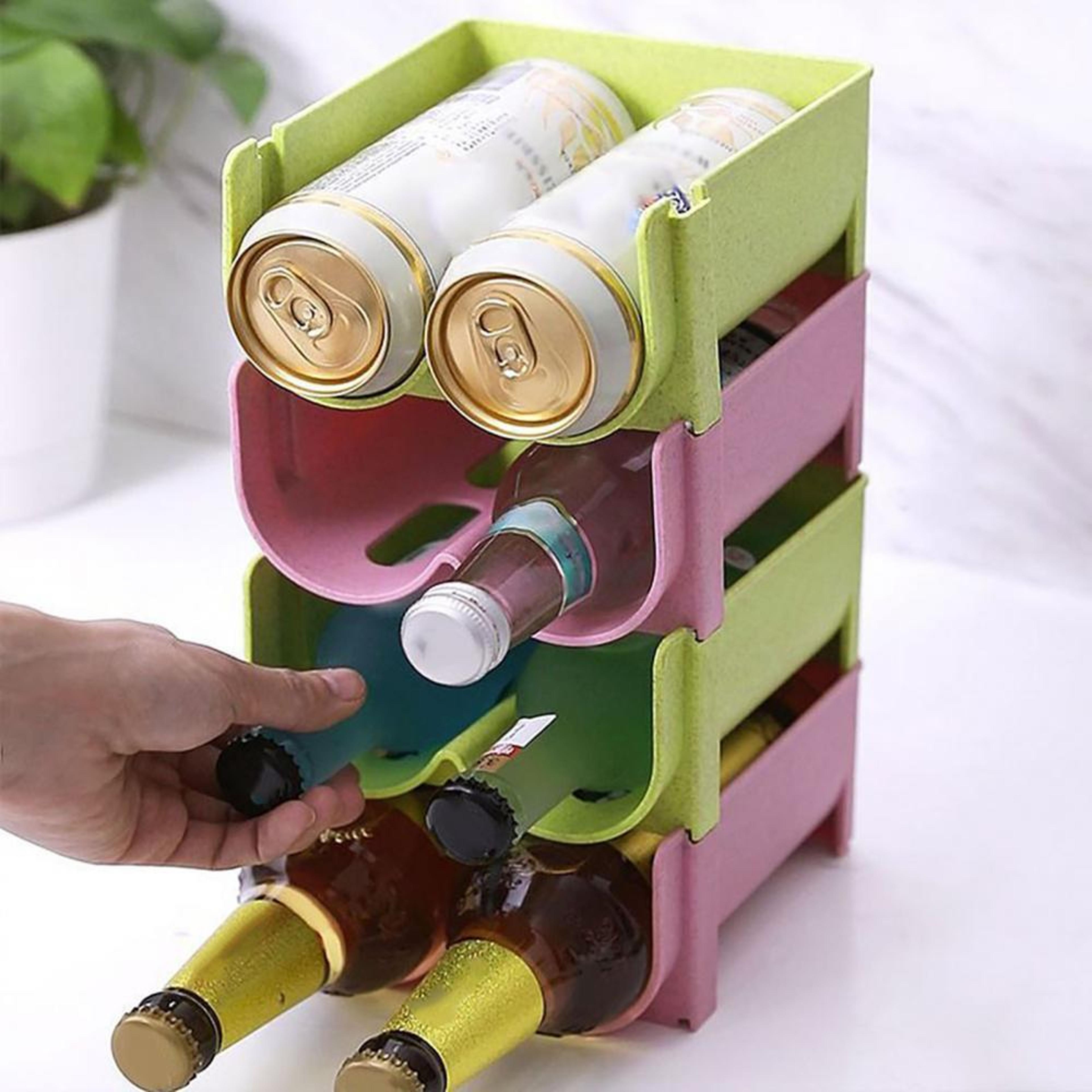 Compact Refrigerator Can Holder Rack Stackable Beverage Storage Organizer 1