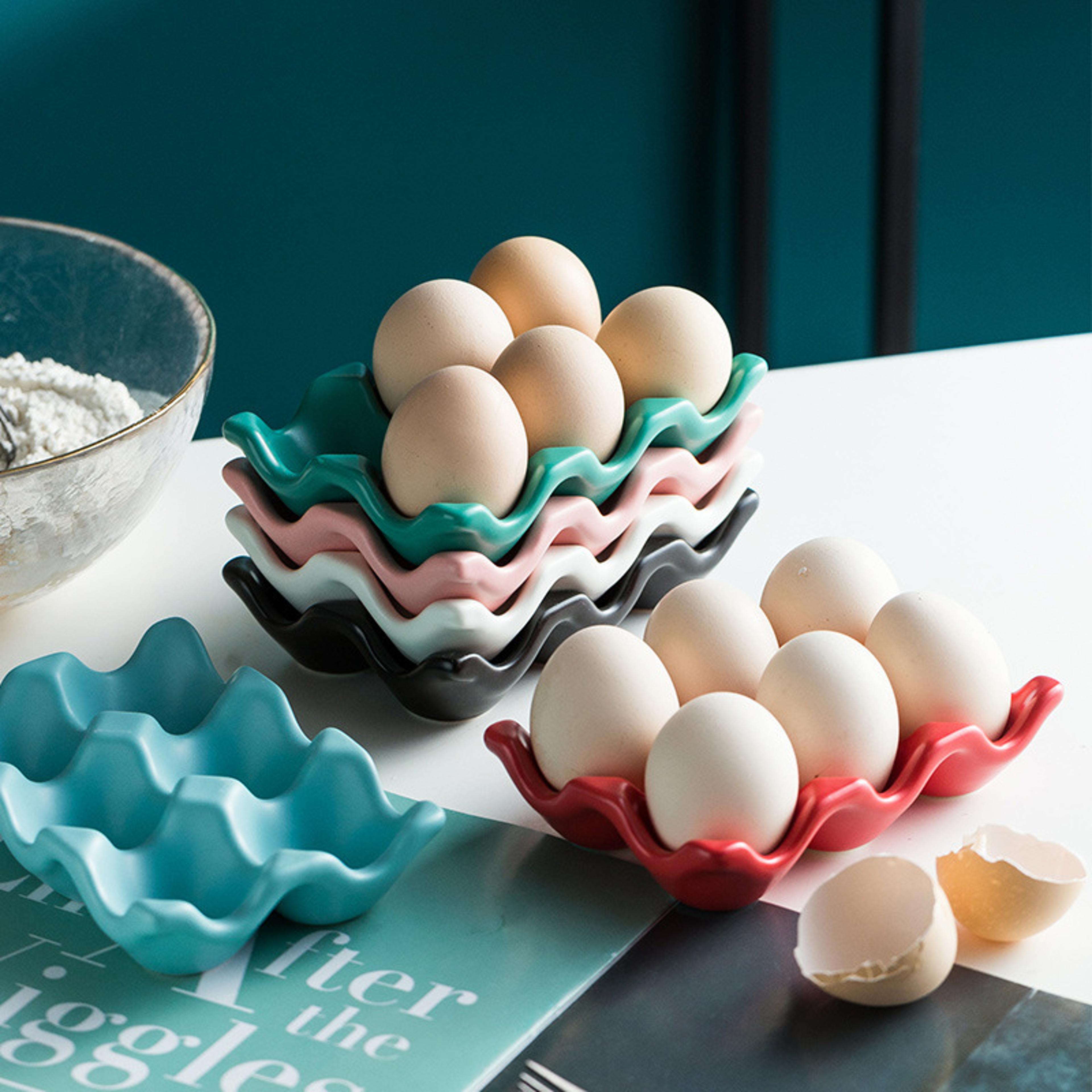 Egg Ceramic Egg Holder Anti Slip Egg Storage Tray For Fridge And Countertop 0