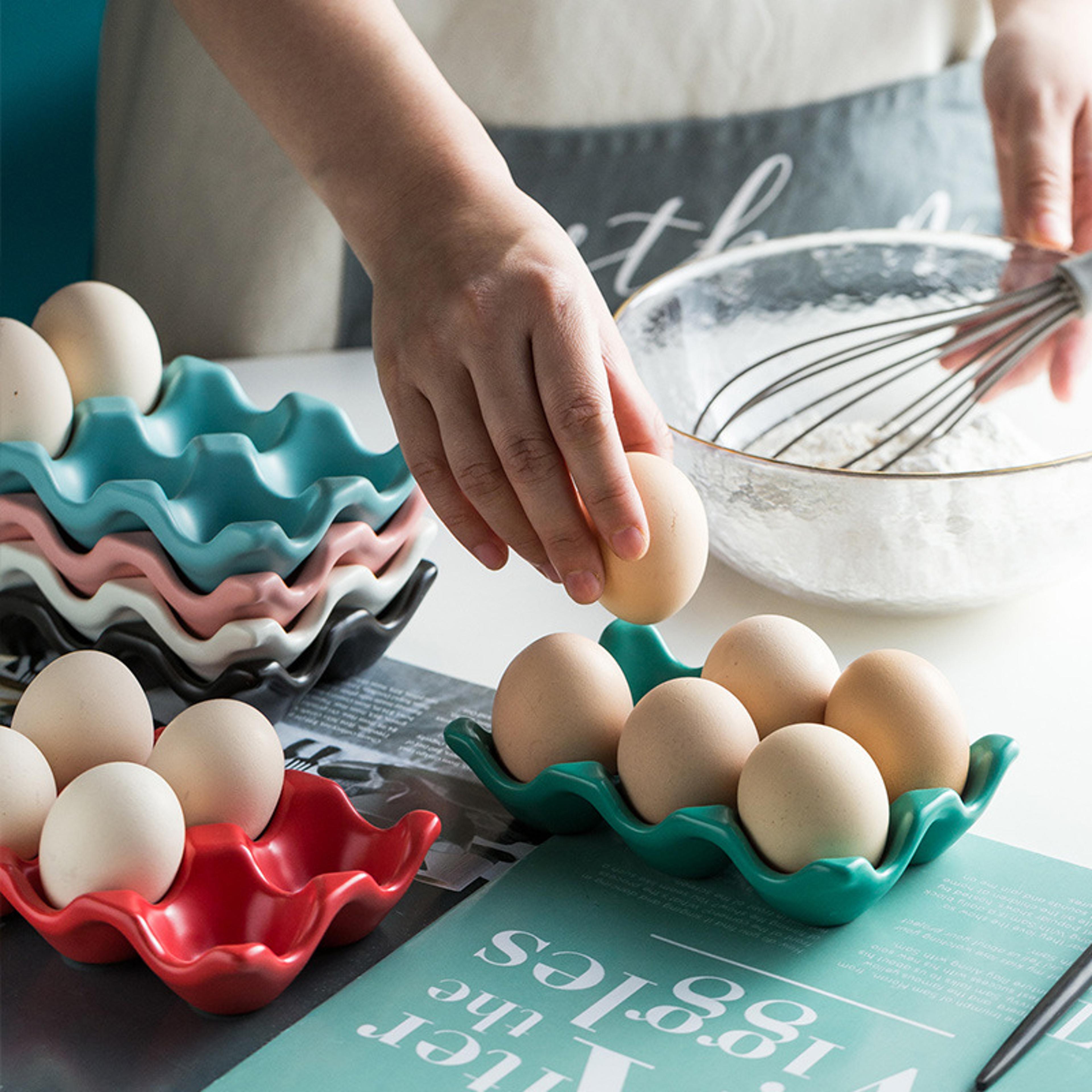 Egg Ceramic Egg Holder Anti Slip Egg Storage Tray For Fridge And Countertop 2