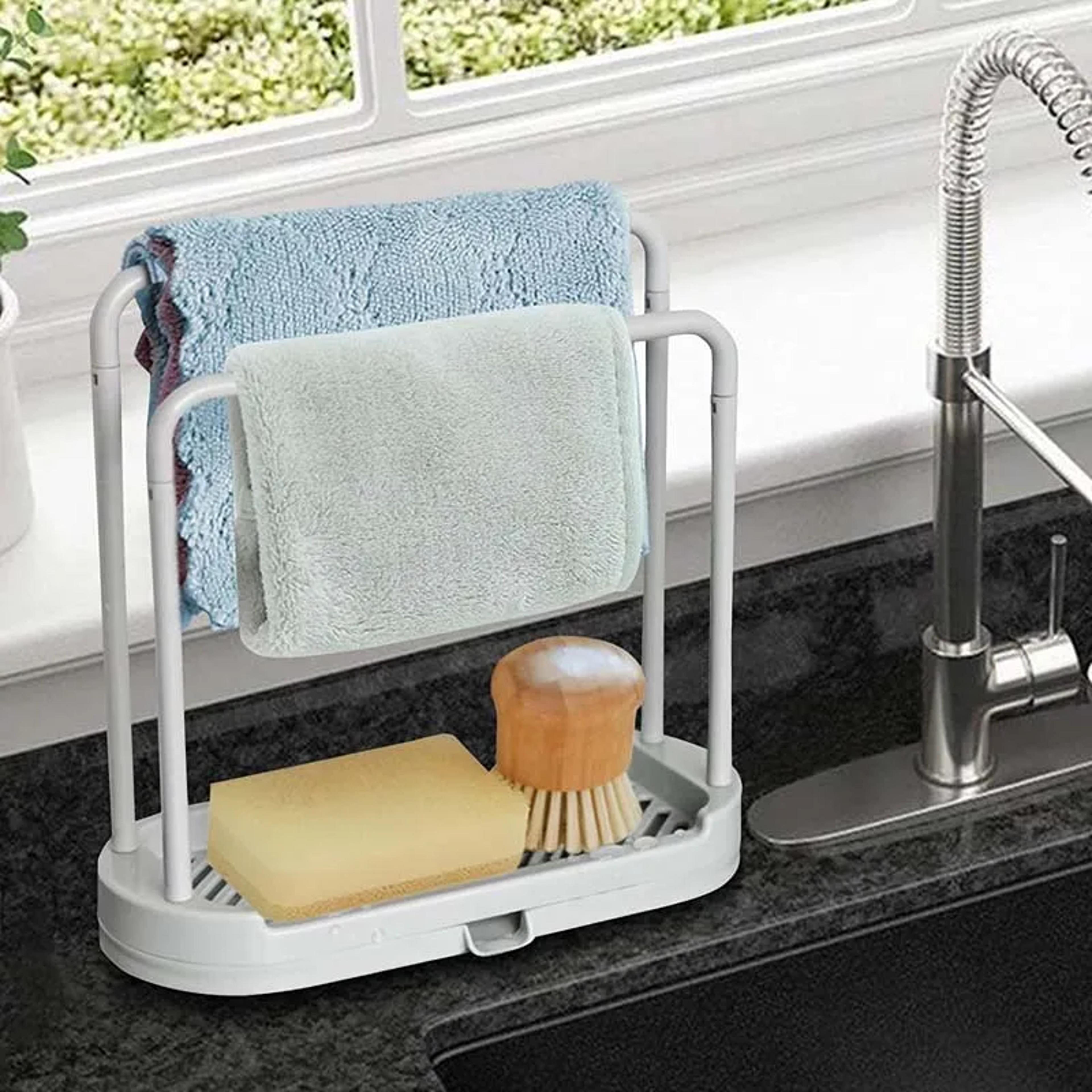 Quick Dry Kitchen Sink Organizer With Sponge Holder And Drainage Rack 2