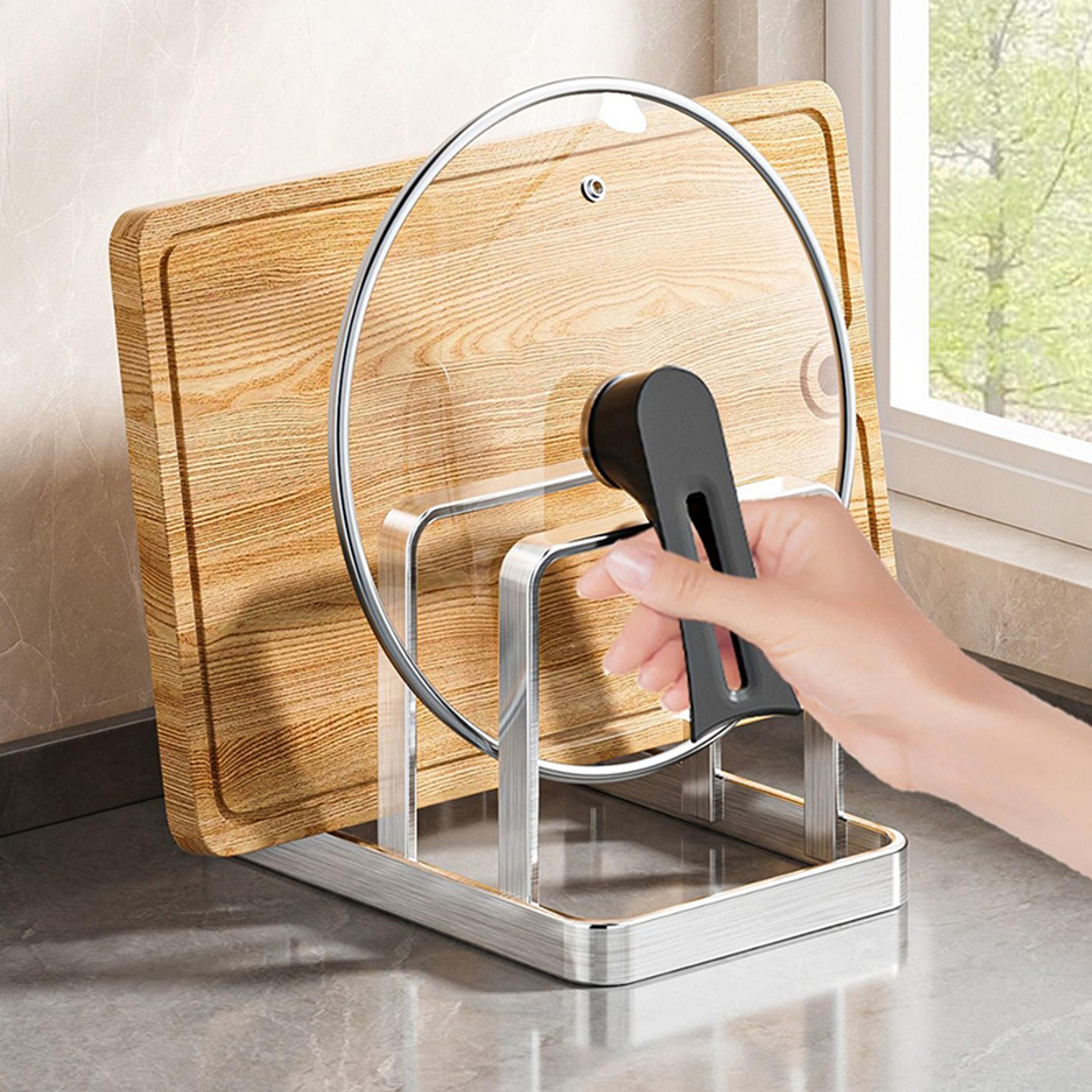 Space Saving Stainless Steel Pot Lid And Cutting Board Organizer Rack 2