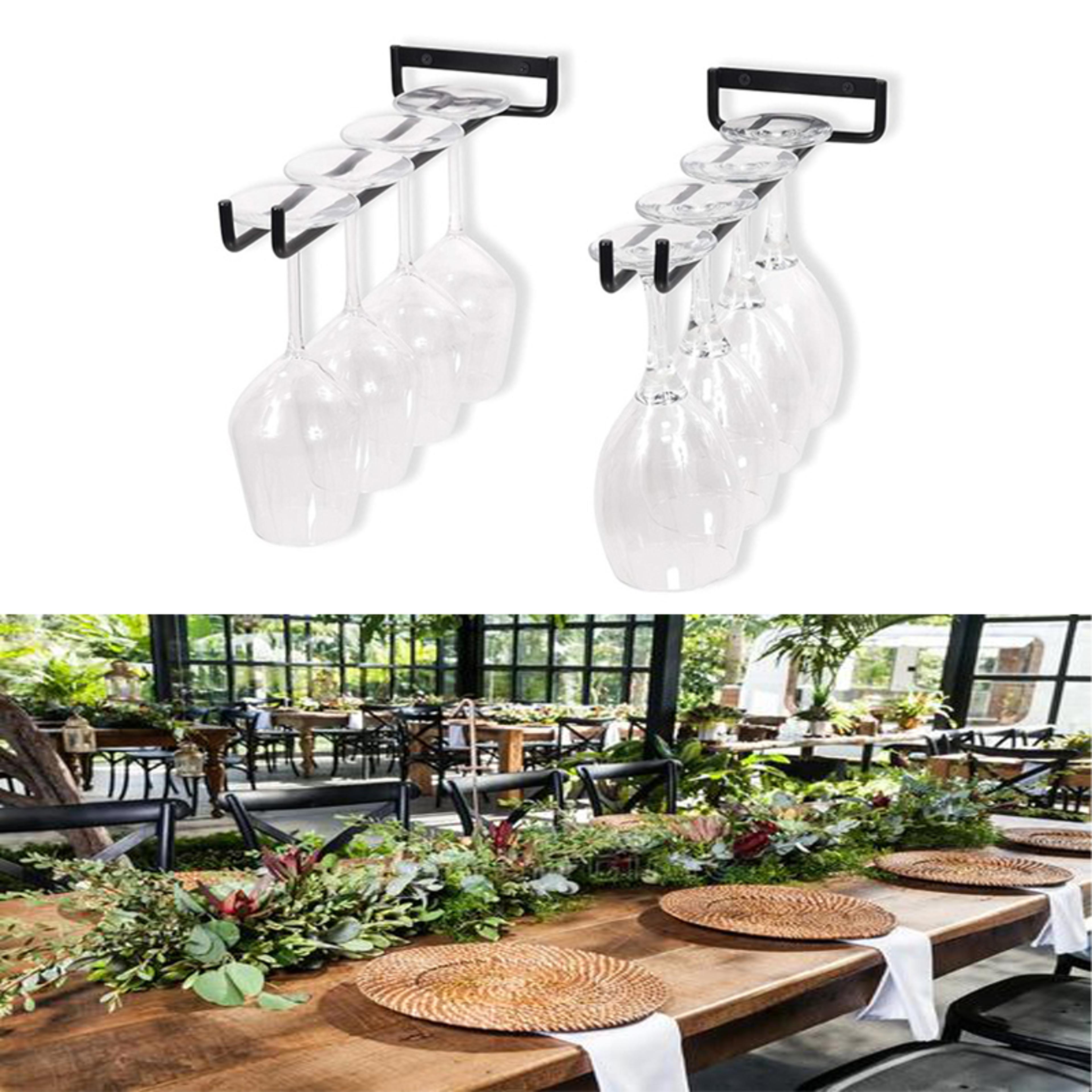 Black Wine Glass Holder Rack Under Cabinet Stemware Organizer For Kitchen Bar Storage 5