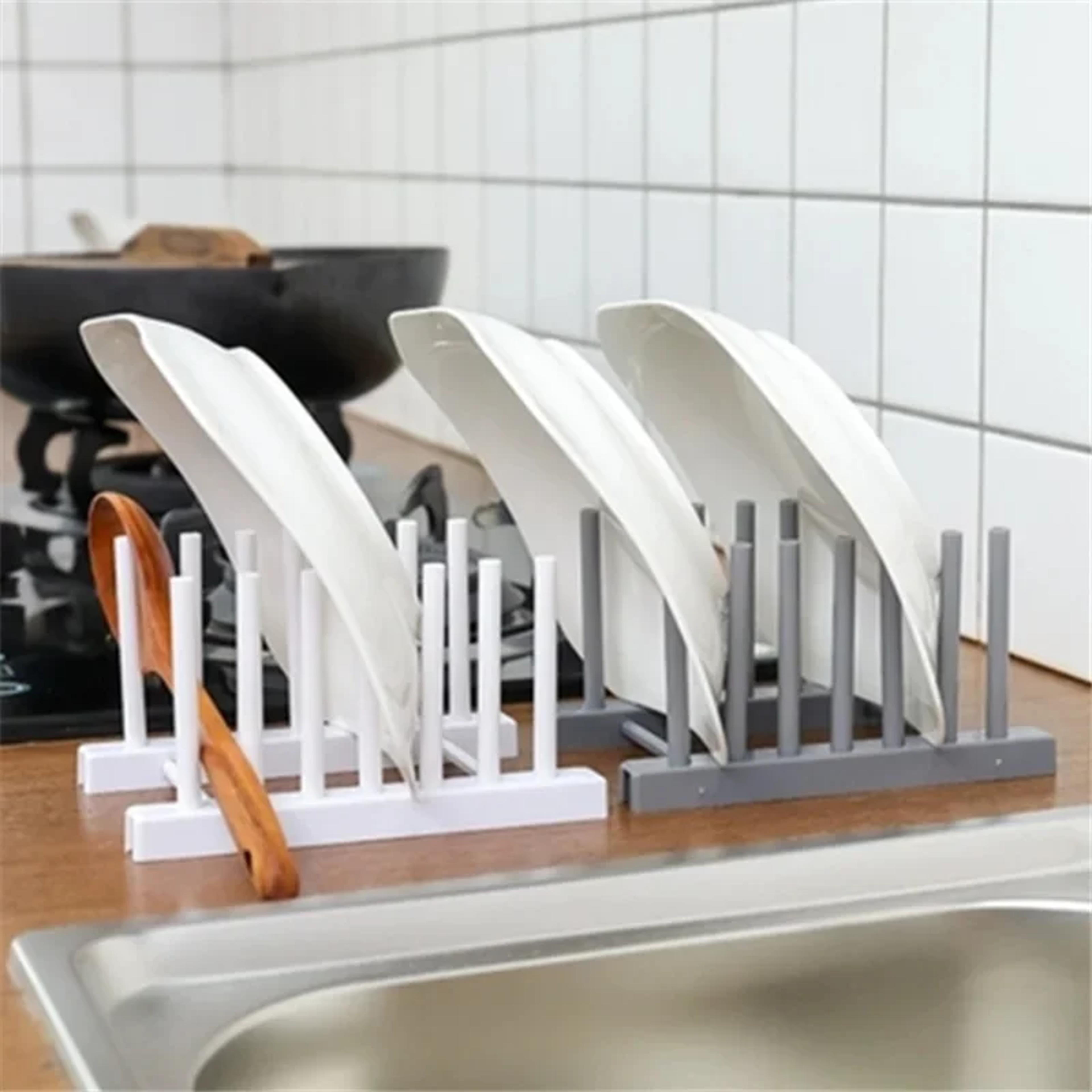 Space Saving Plastic Dish Rack Organizer With Removable Draining Shelf 4