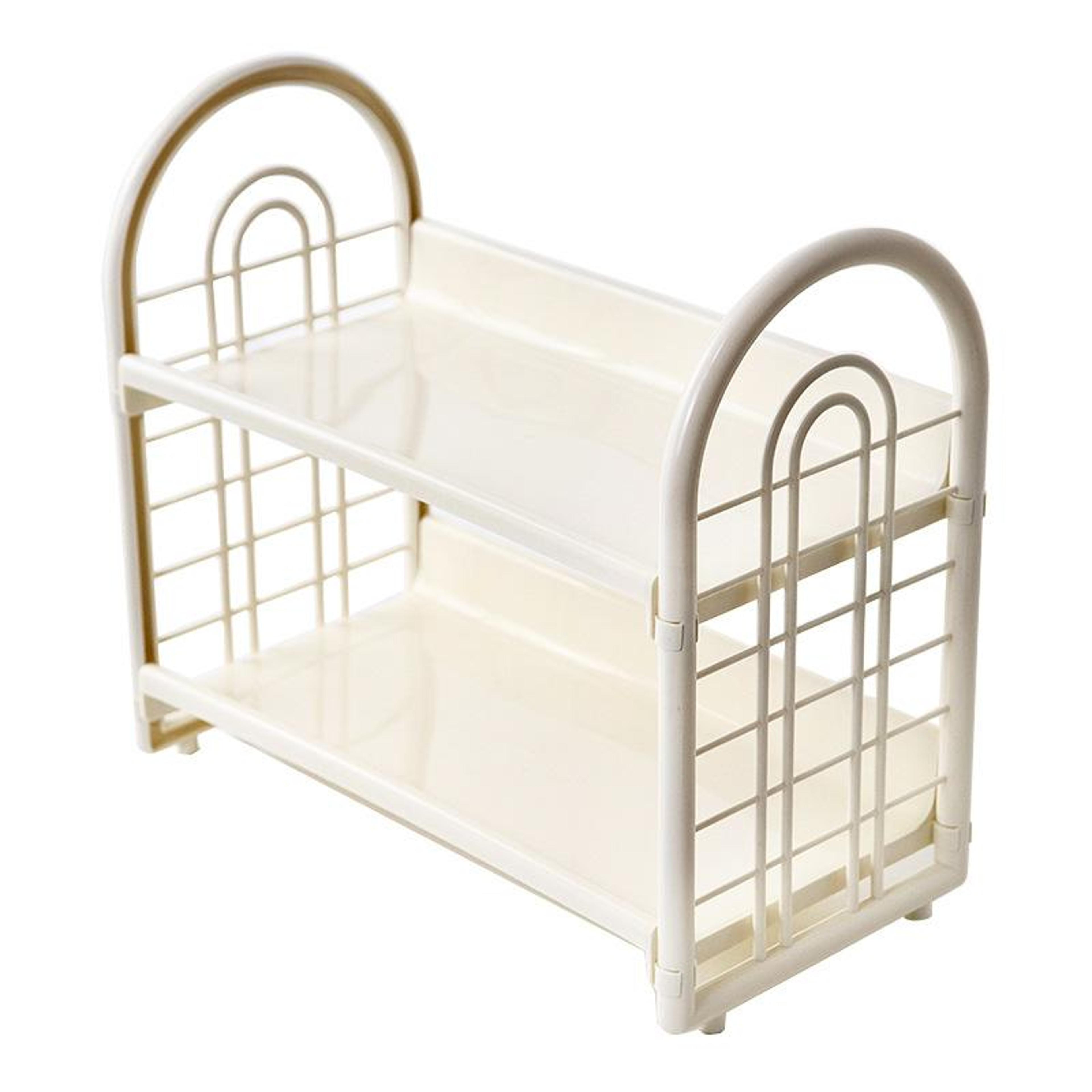 Double Layer Desktop Organizer Shelf Tier Cosmetic Storage Rack For Bedroom And Dorm 0