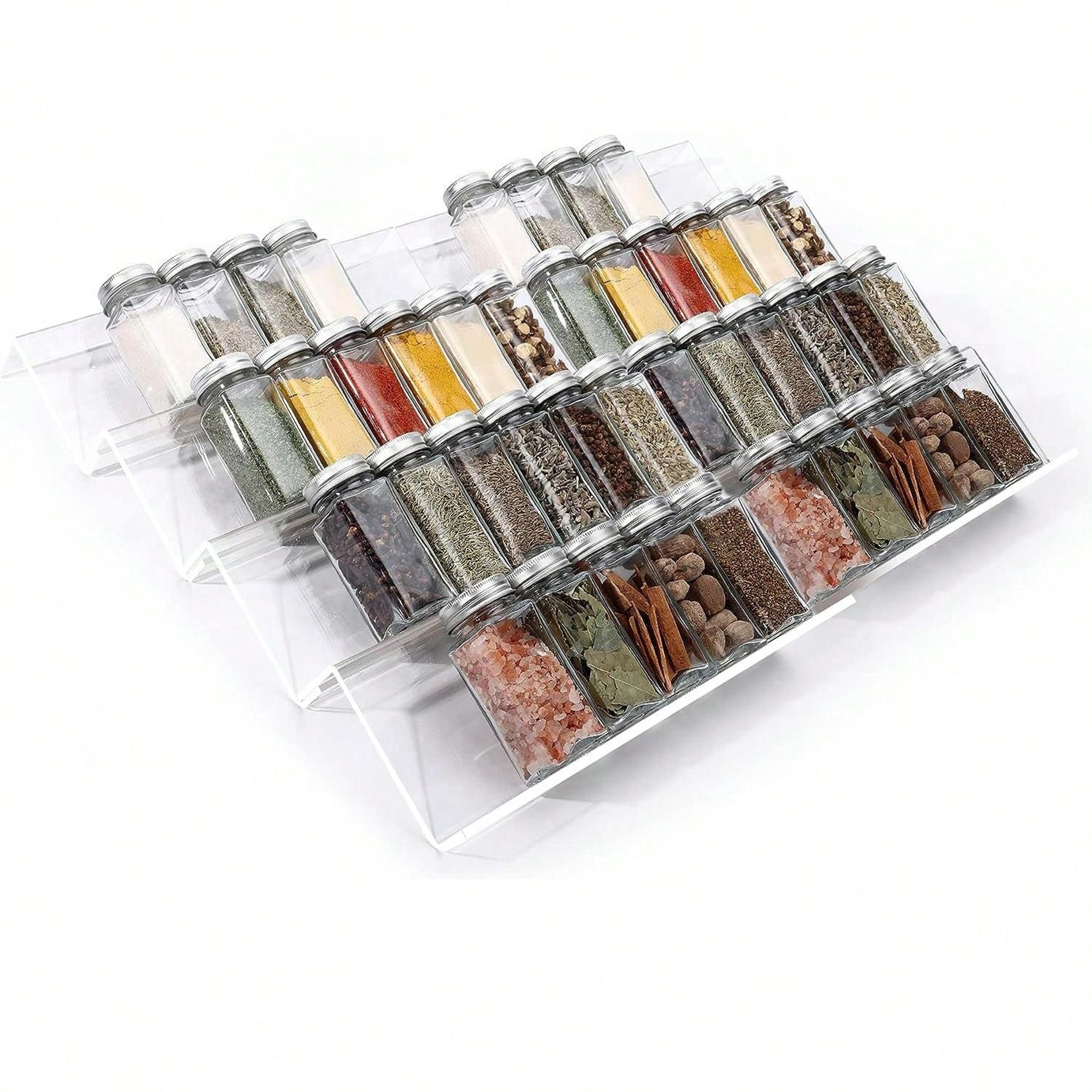 Adjustable Acrylic Spice Drawer Organizer Multi Layer Kitchen Cabinet Rack 0