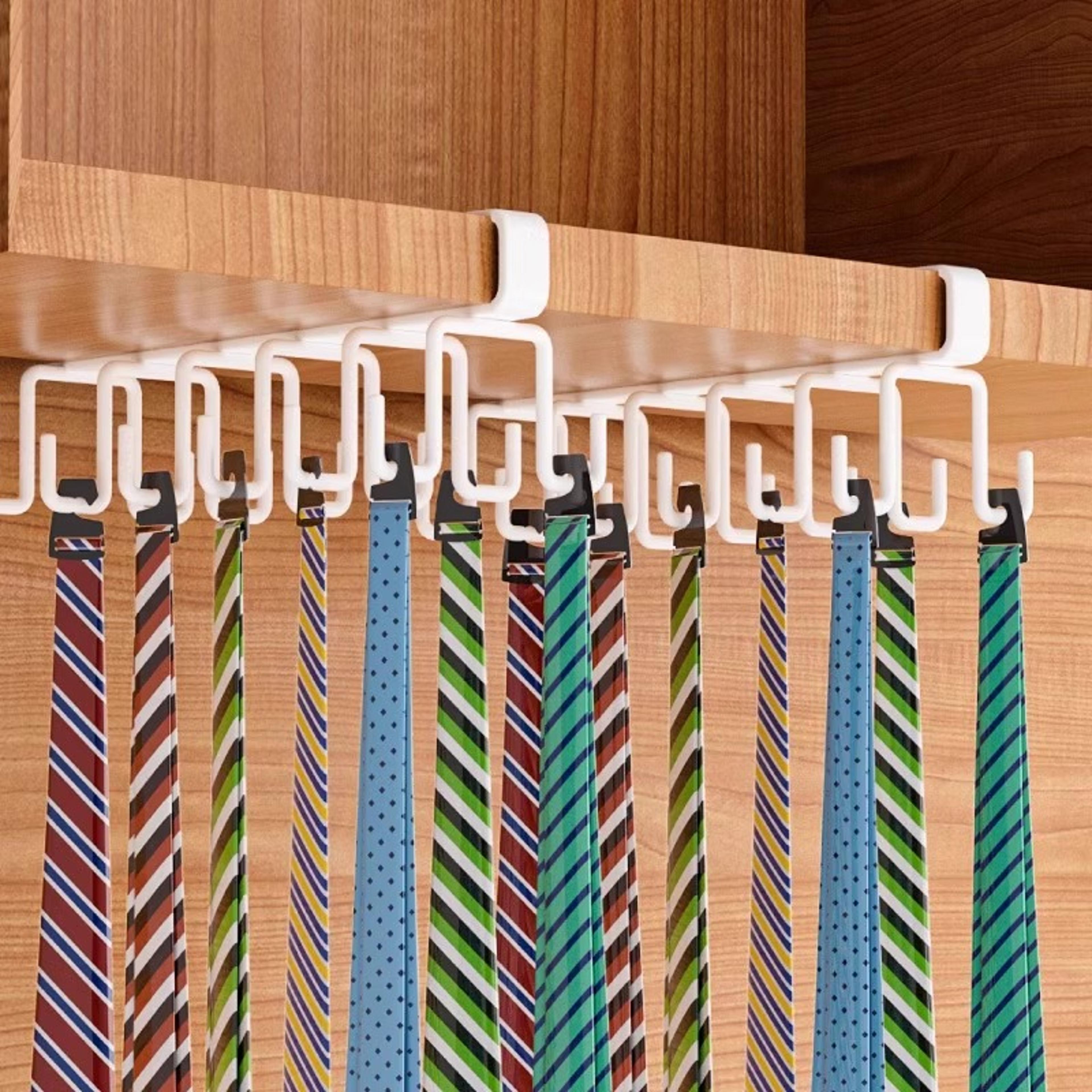 Punch Free Double Row Mug Holder Rack Kitchen Cabinet Organizer 5