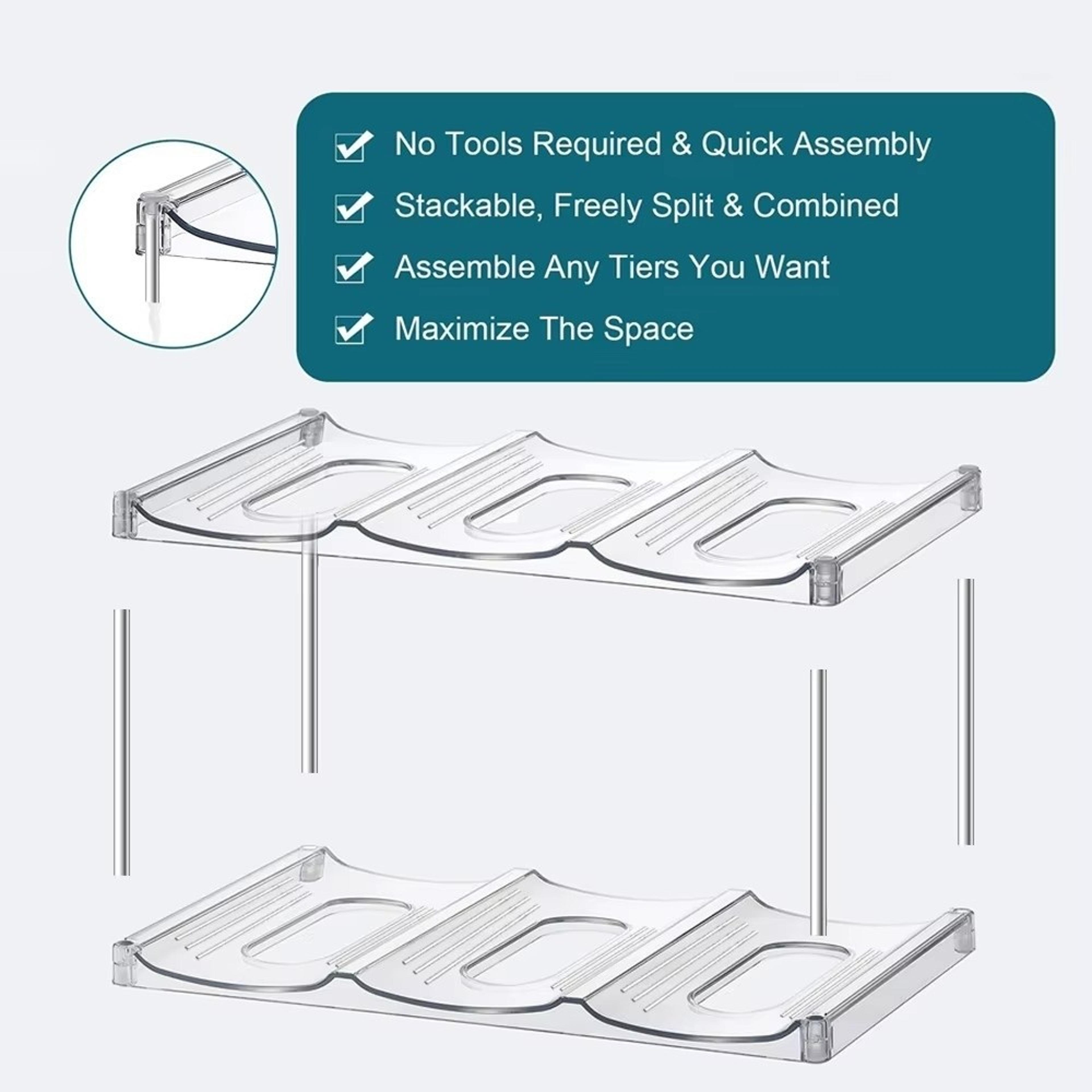 Clear Water Bottle Organizer Stackable Space Saving Rack 2