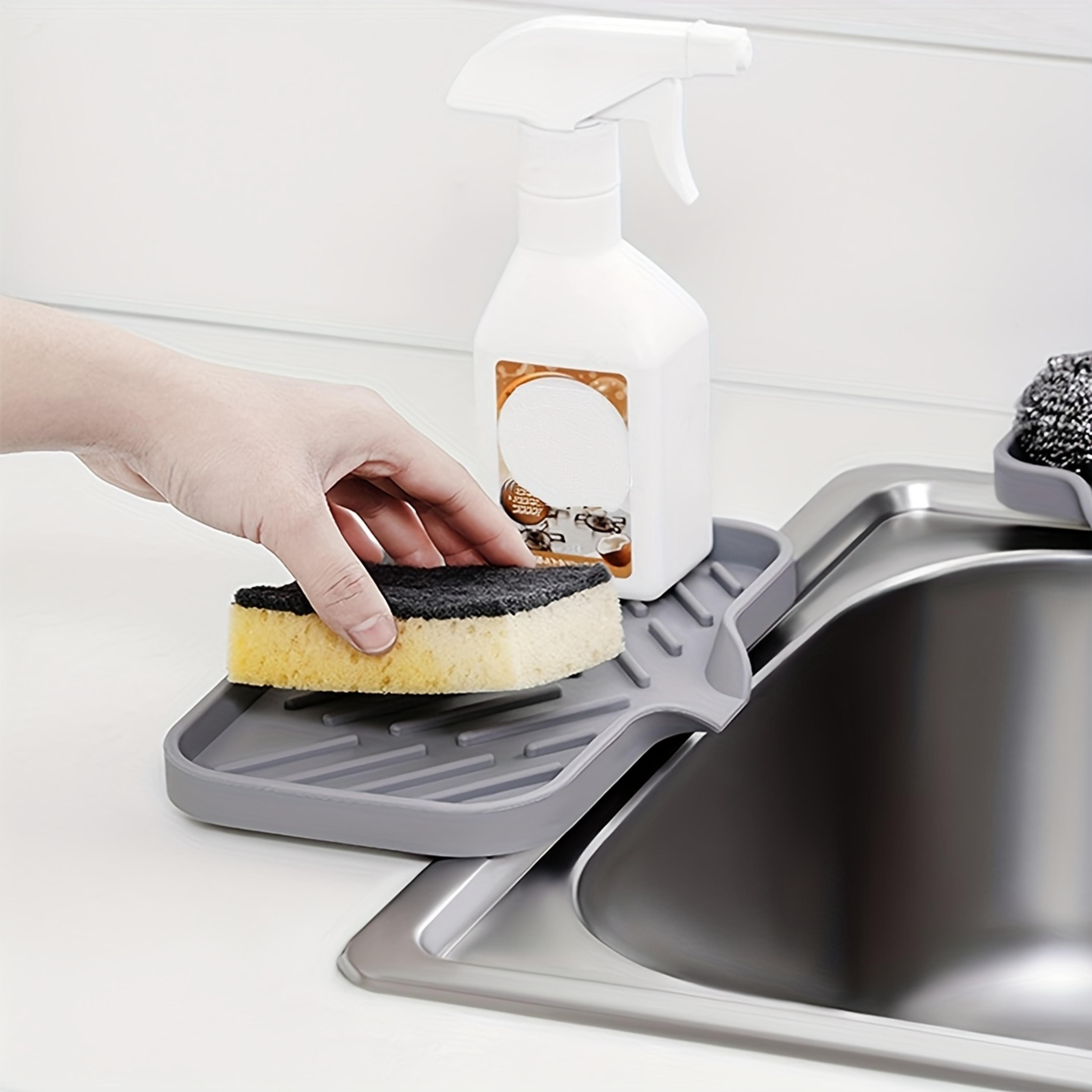 Self Draining Silicone Sink Tray Kitchen Sink Organizer And Sponge Holder 4