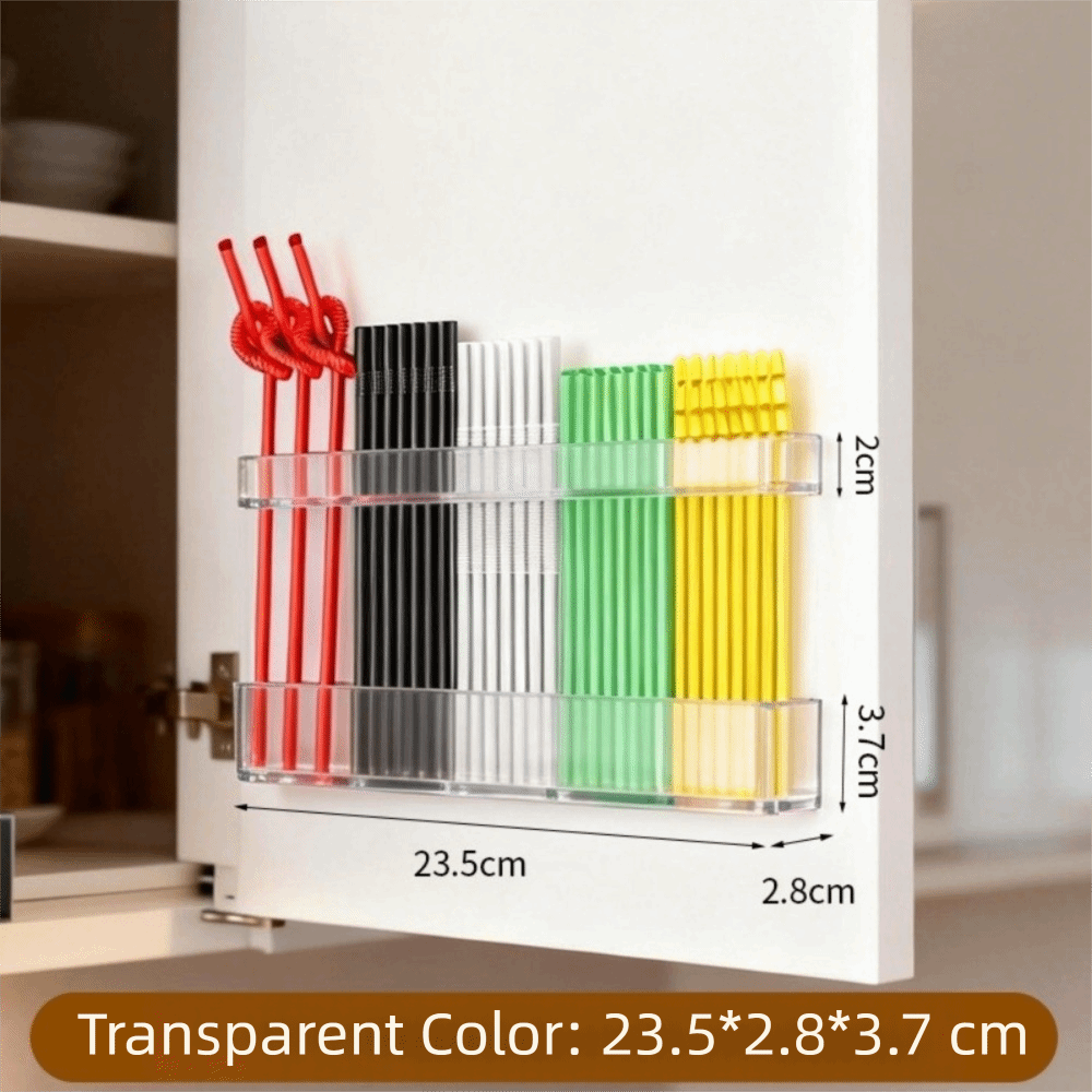 Clear Acrylic Straw Holder Wall Mounted Kitchen Organizer 3