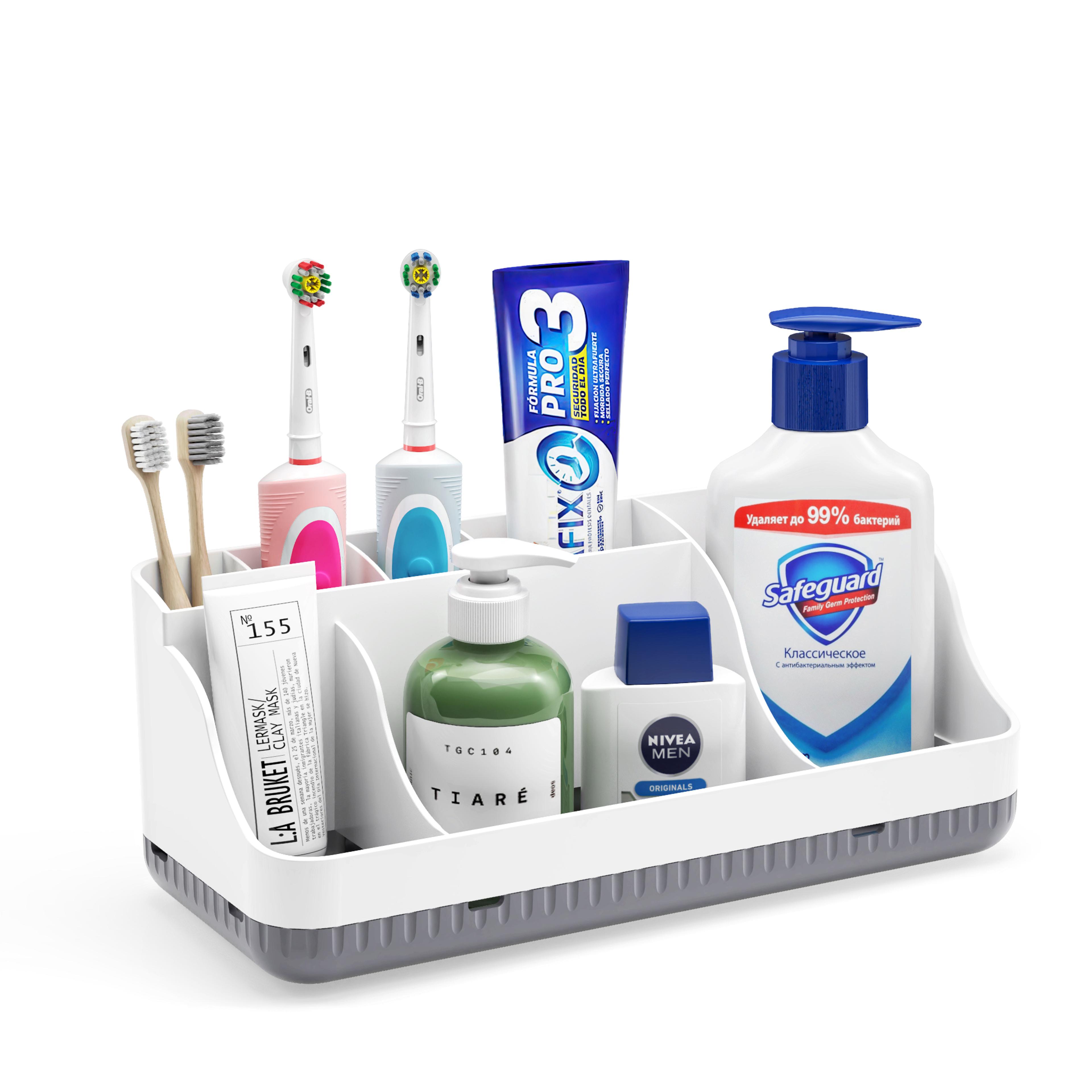 Bathroom Storage Rack With Drain Hole Matte Black Cosmetic Organizer For Toothbrush And Toiletries 1
